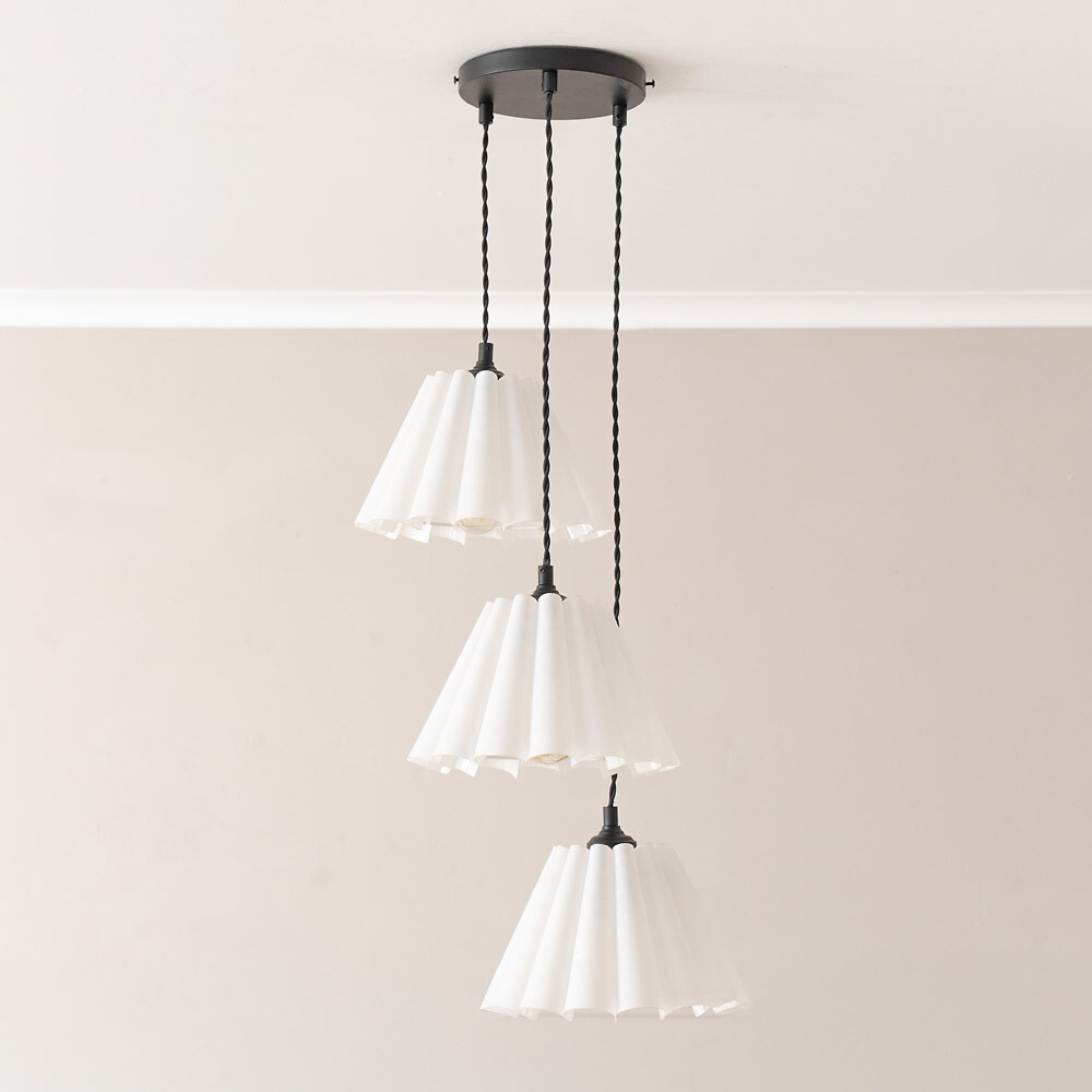 Lottie 3-Light Pleated Shade Cluster Pendant Light, SO'HOME