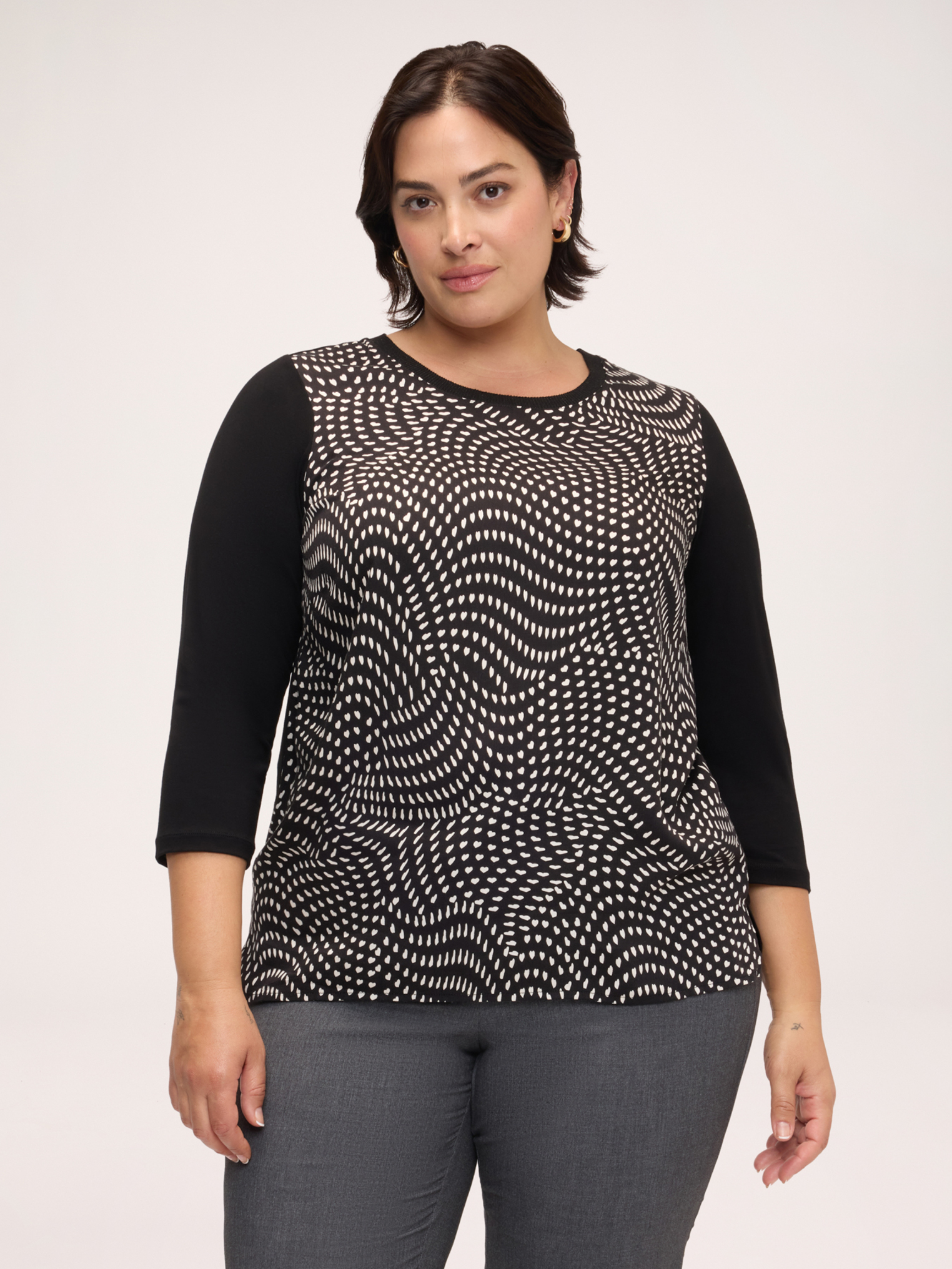 T-shirt bimatière avec imprimé, FIORELLA RUBINO