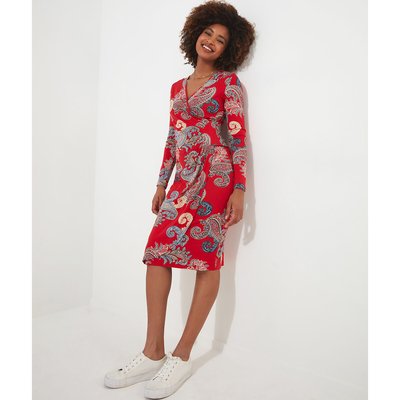 Paisley Print Midi Dress in Jersey with V-Neck JOE BROWNS