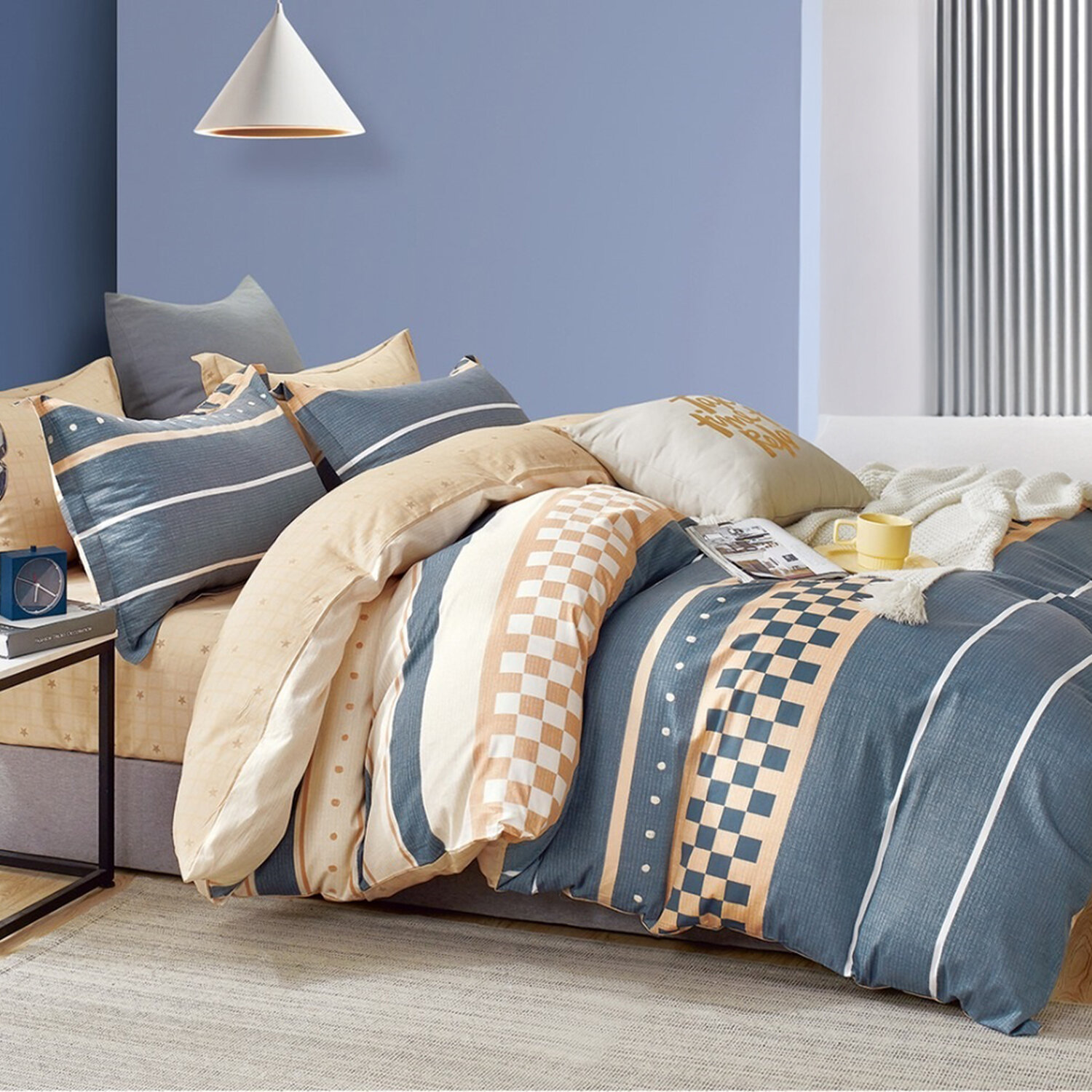 Parure housse de couette en percale de coton, Rayvan, C DESIGN HOME TEXTILE