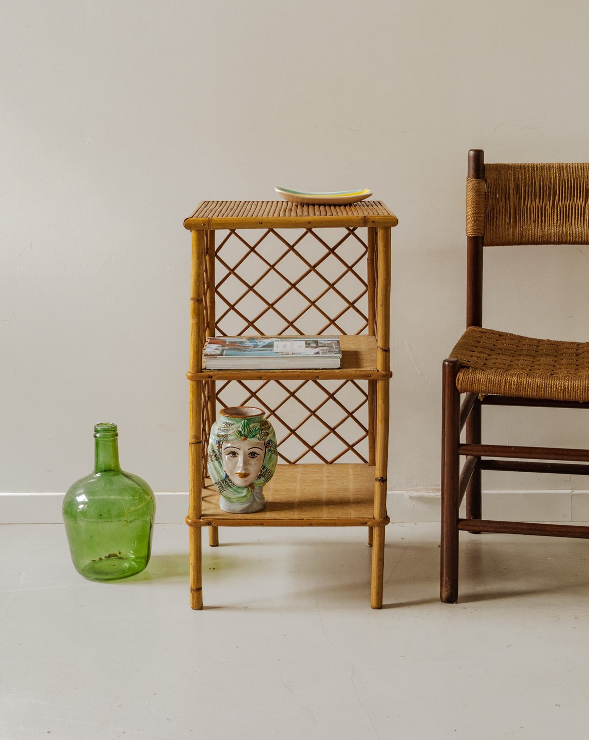Étagère en rotin et bambou Gaëlle N°1430 - Bon état, DEBONGOUT