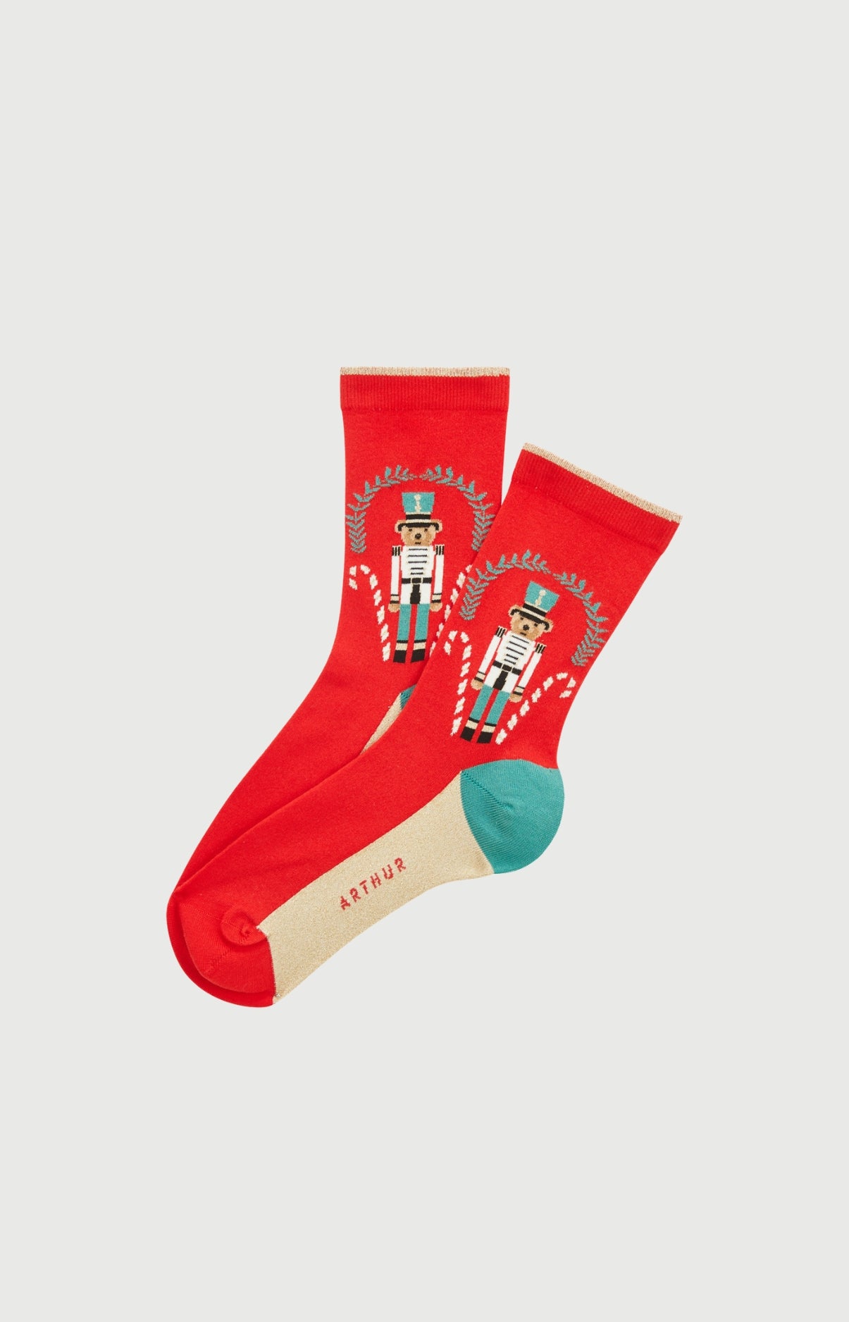 Chaussettes en coton imprimé Teddy Casse-noisette Rouge, ARTHUR