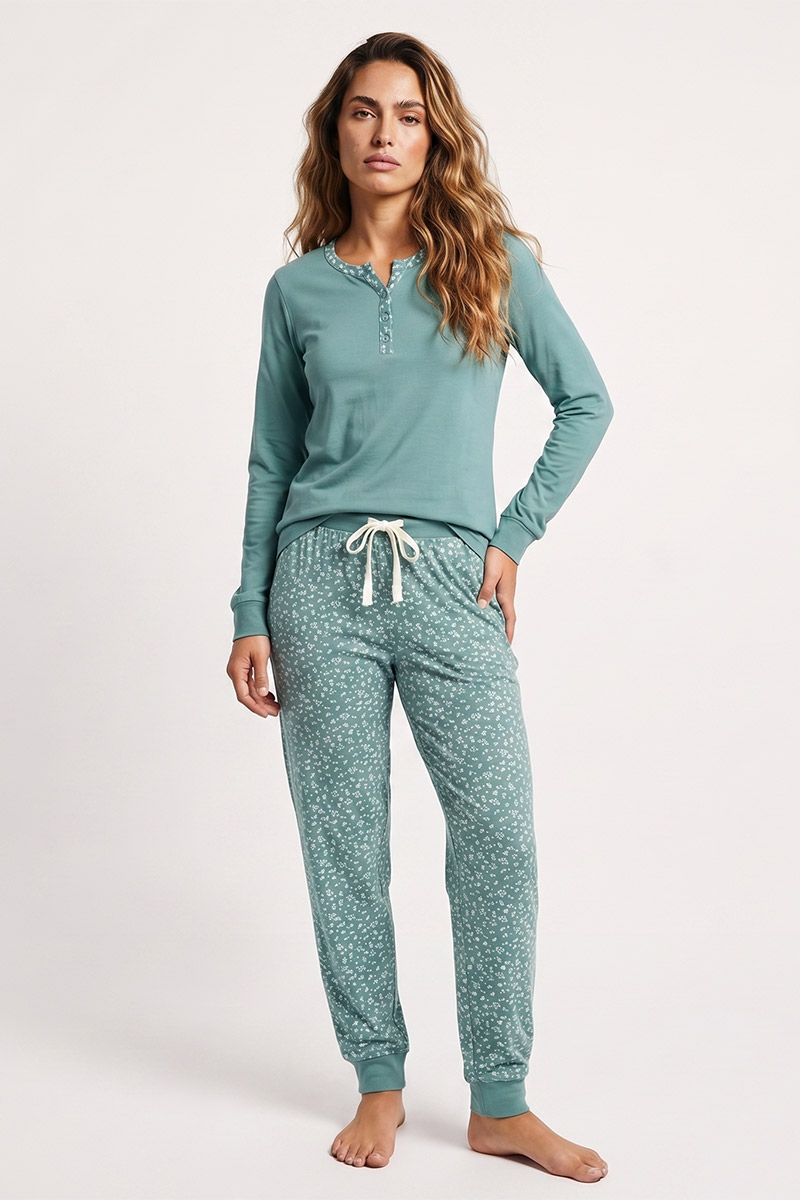 Pyjama corsaire motifs  fleurs  - coton léger, ARMOR-LUX