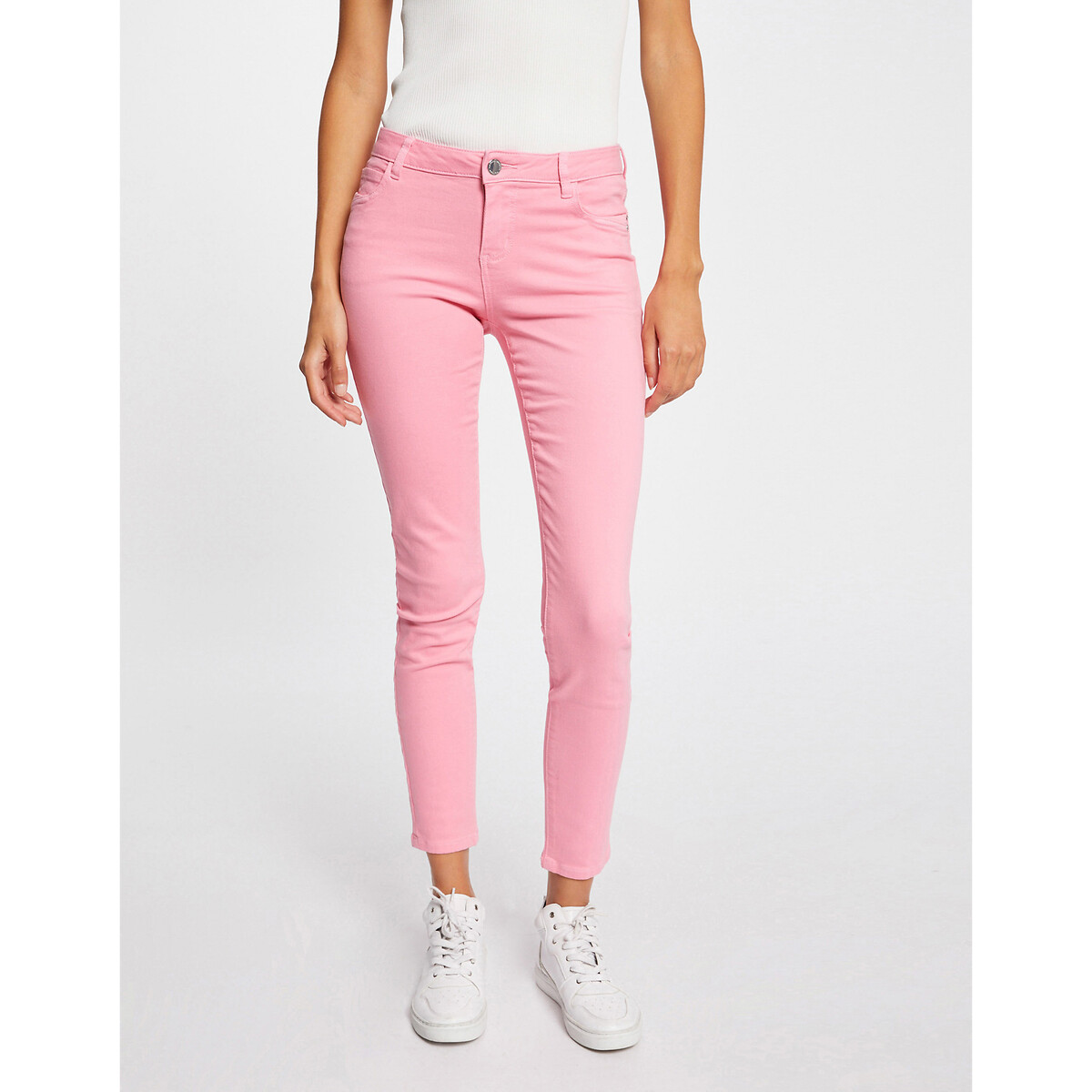 Image of Cotton Mix Trousers in Slim Fit