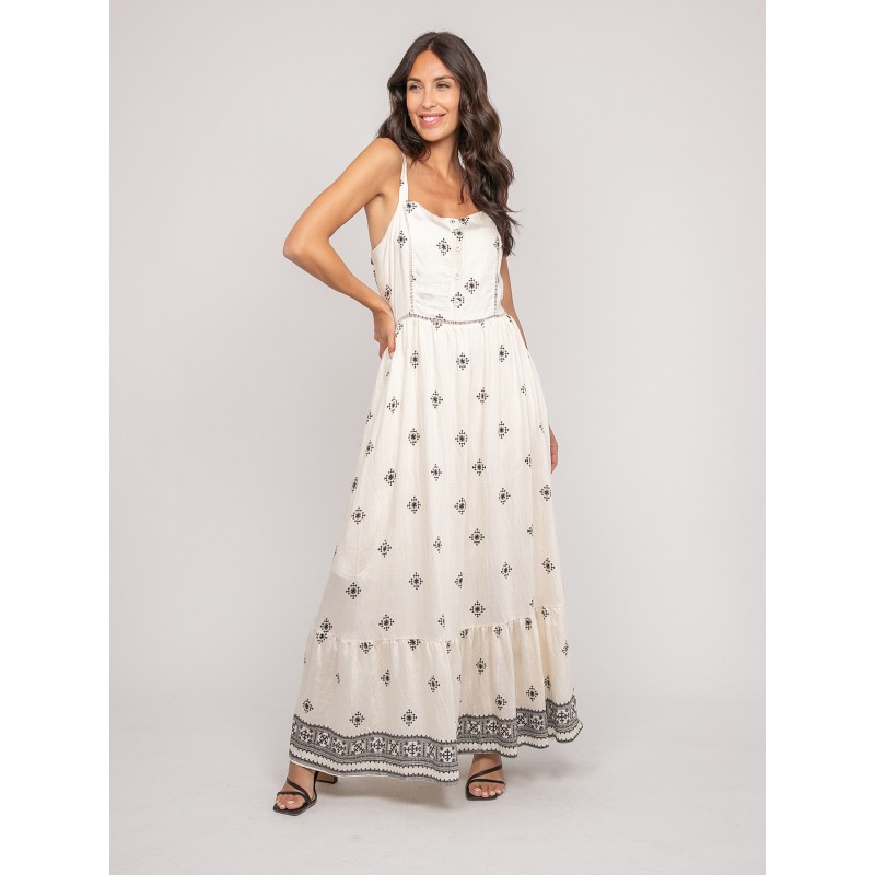 Robe Longue Bretelles Avec Motif Ilkanie, DONA LISA