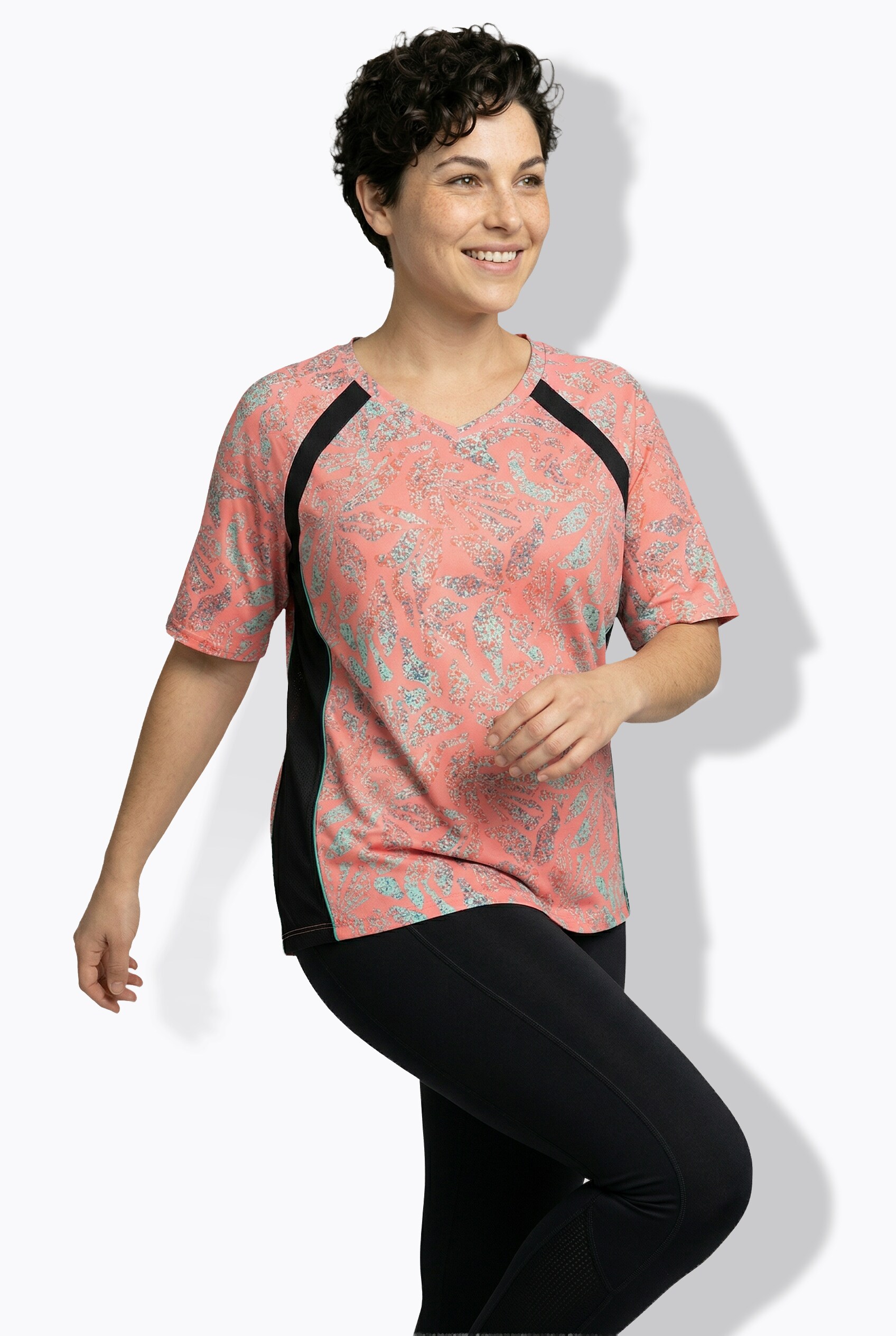 T-shirt en mesh imprimé feuilles, ULLA POPKEN