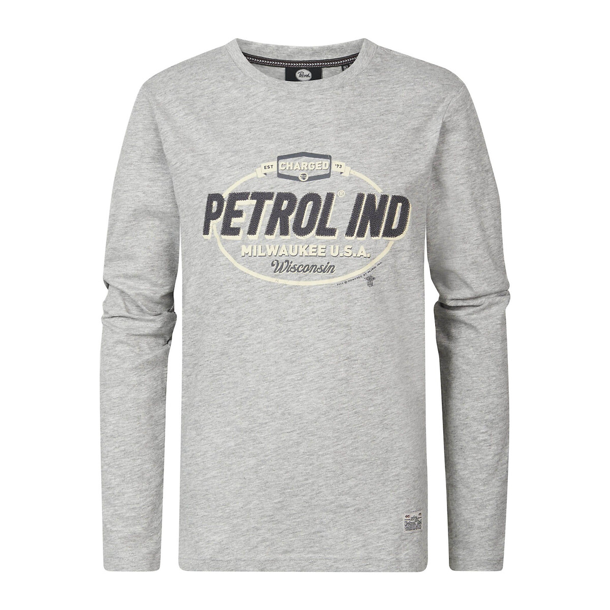 Logo Print Cotton T-Shirt with Long Sleeves