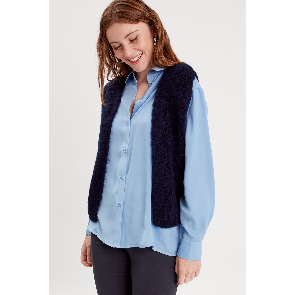 Gilet sans manche fourrure best sale lapin bleu