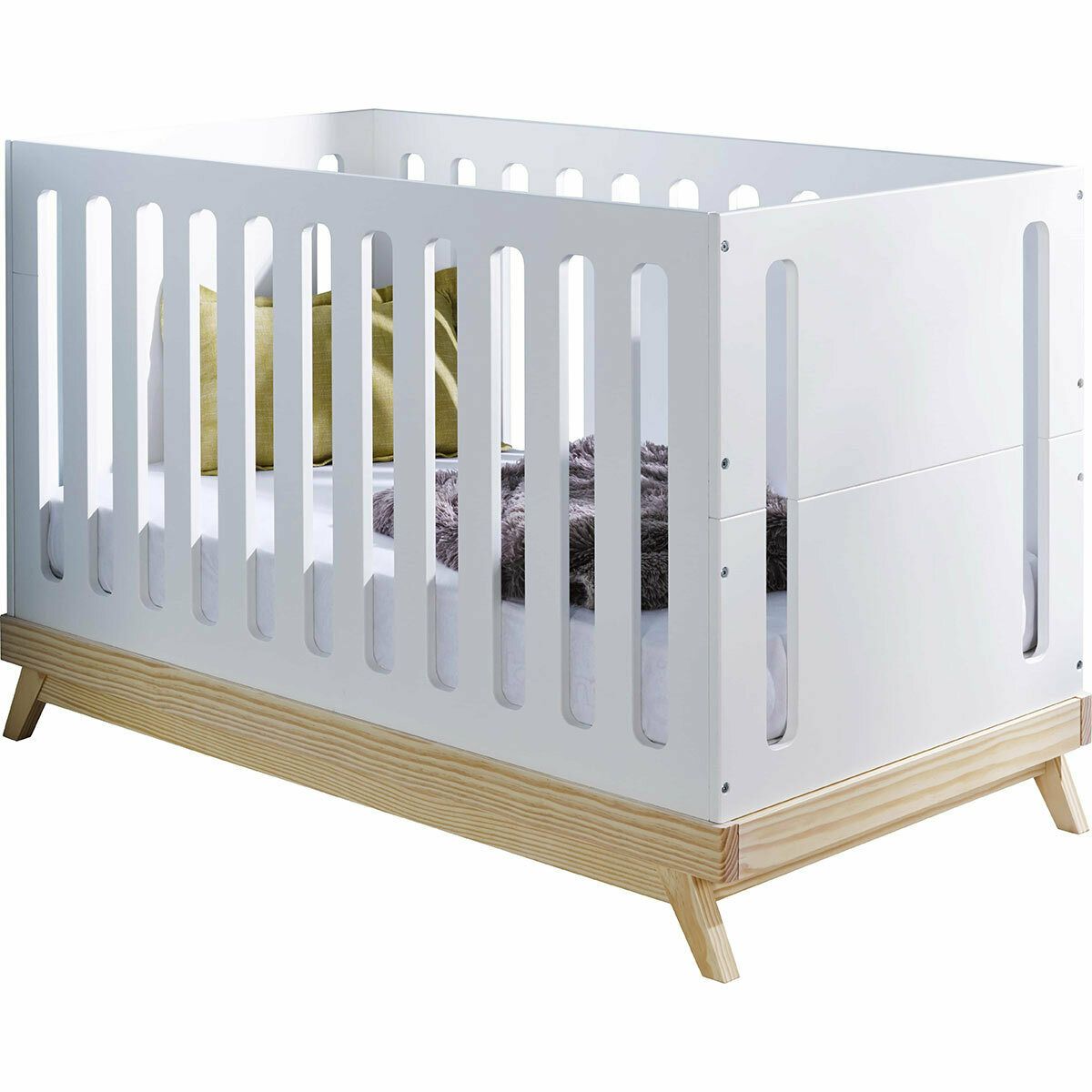 Pack lit bébé évolutif avec matelas Kyoto Bois naturel 70x140 cm