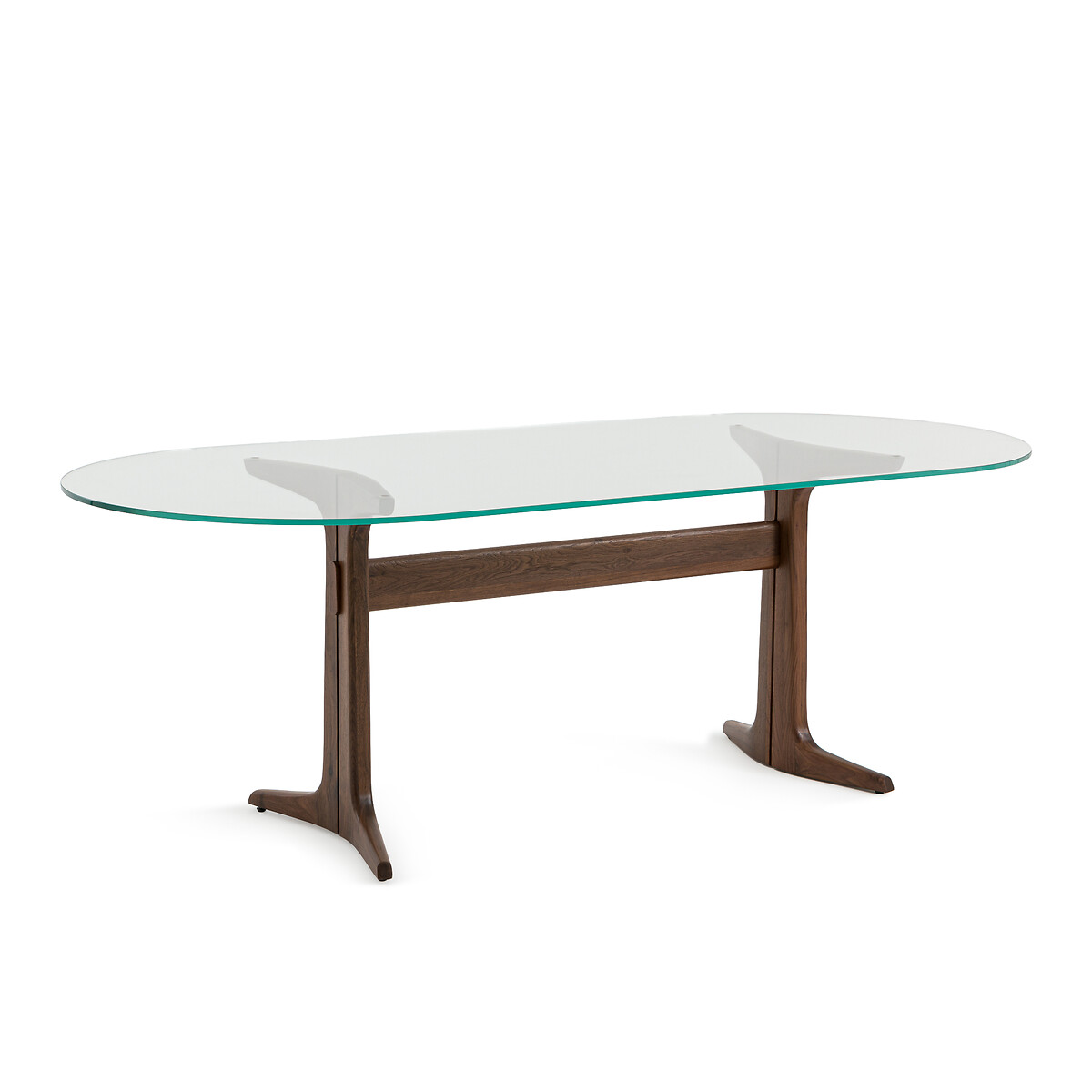 Cetus Glass & Walnut Dining Table (Seats 6)