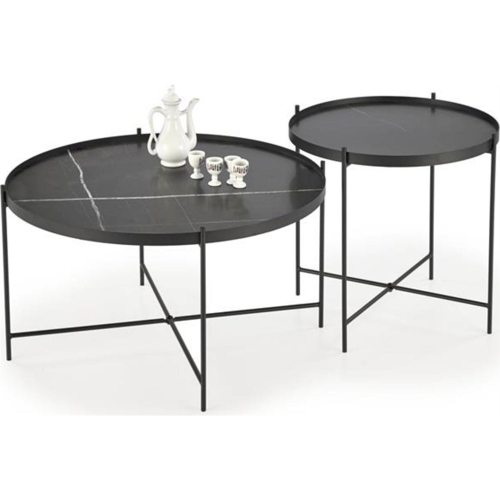 Lot de 2 tables basses rondes SLIDAIN, RECOLLECTION