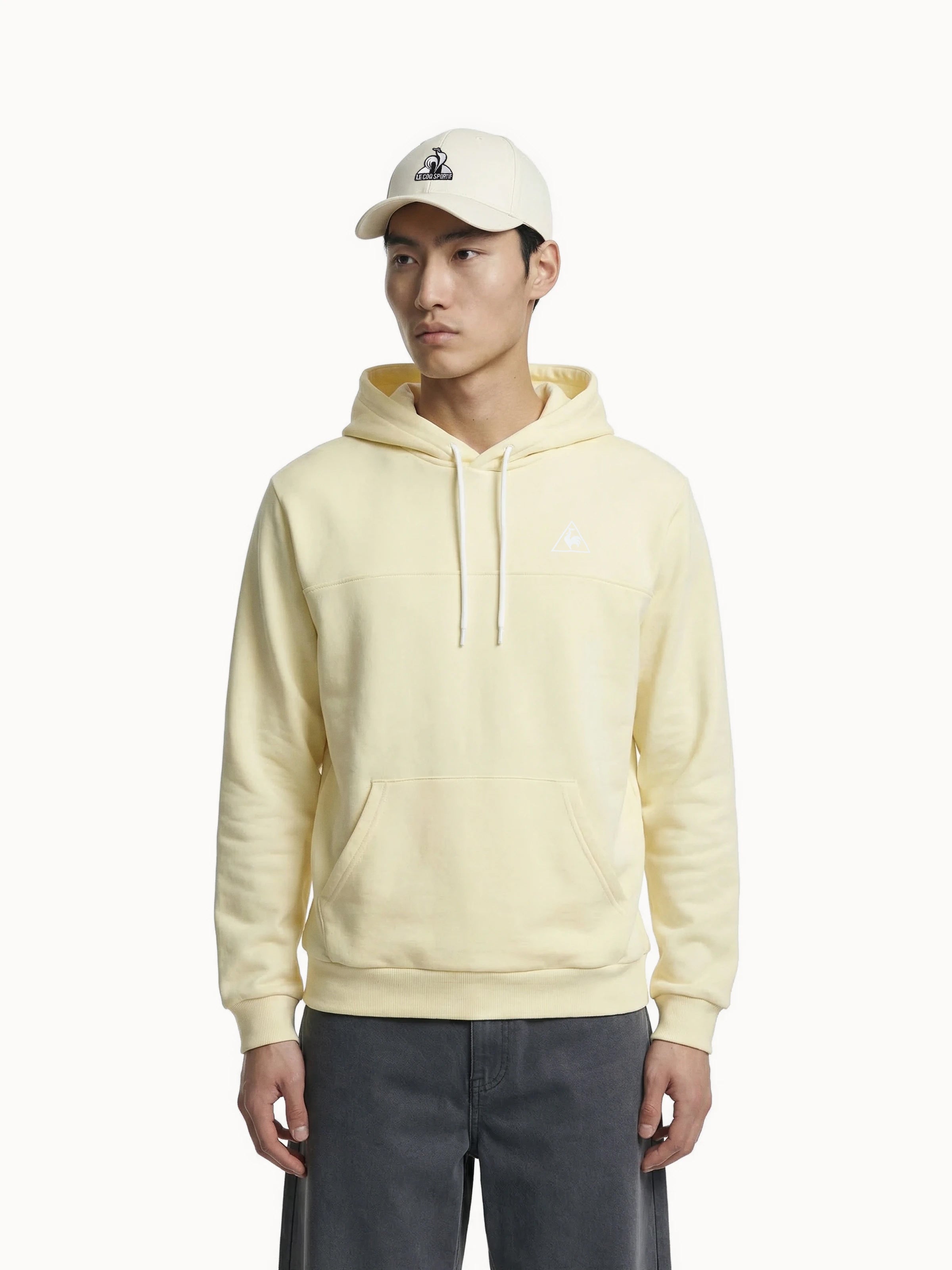 Sweat à capuche relax en molleton gratté Contemporain, LE COQ SPORTIF