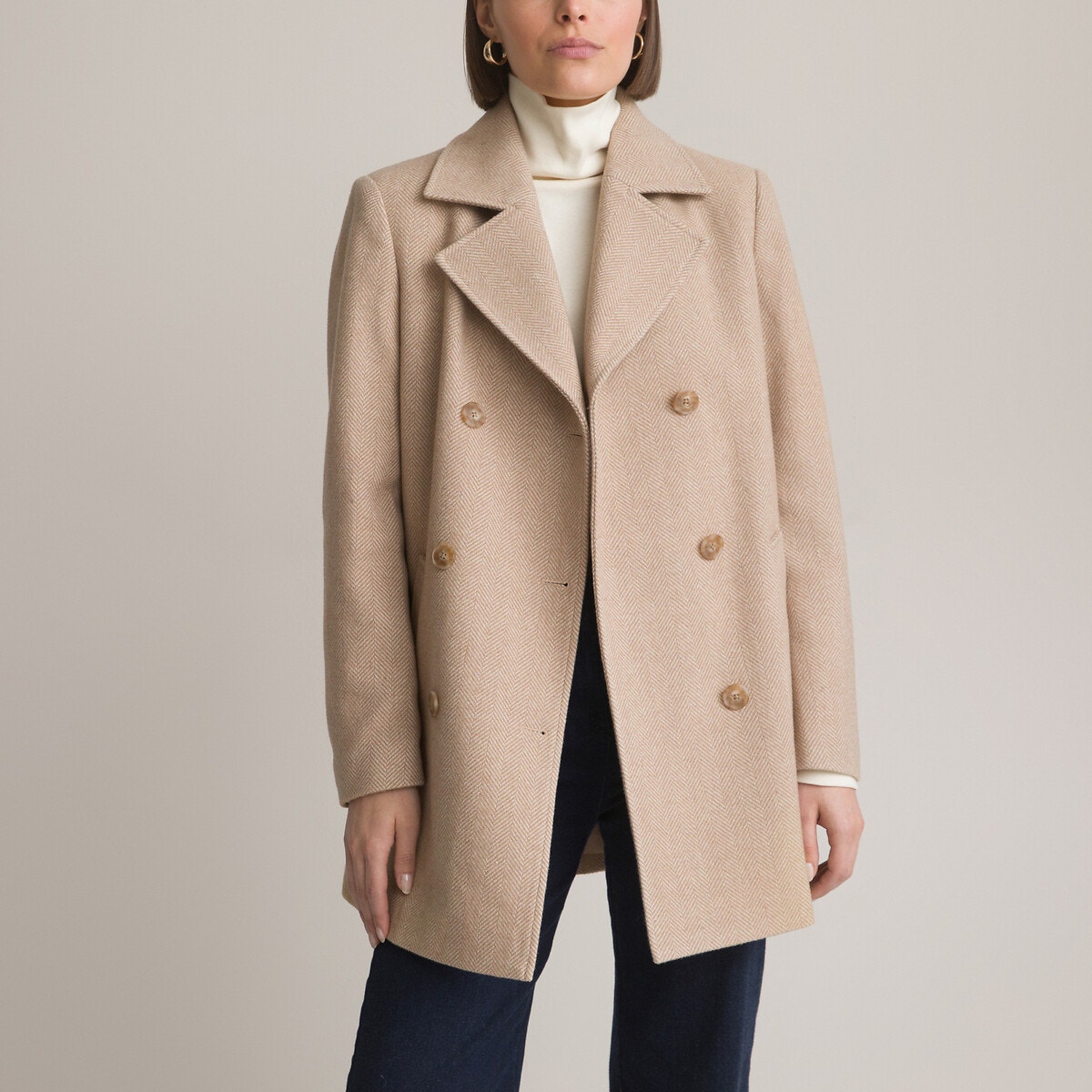 Manteau court beige femme La Redoute