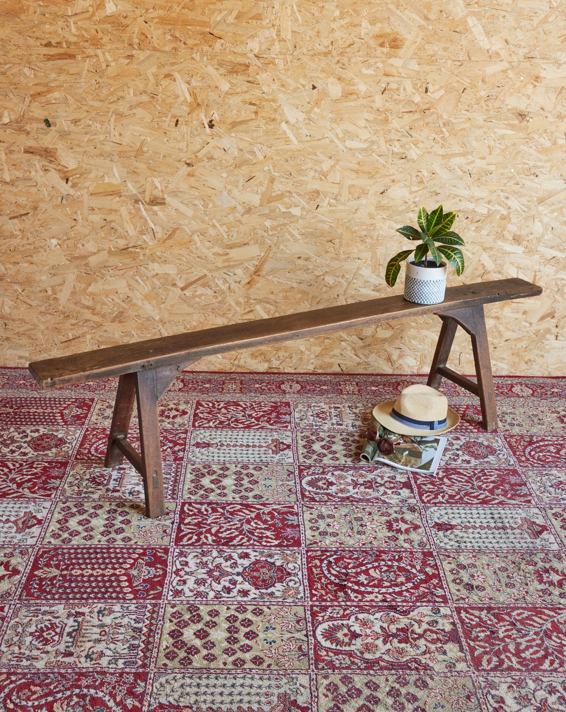 Banc de ferme en bois Antoine N°432 - Bon état, DEBONGOUT