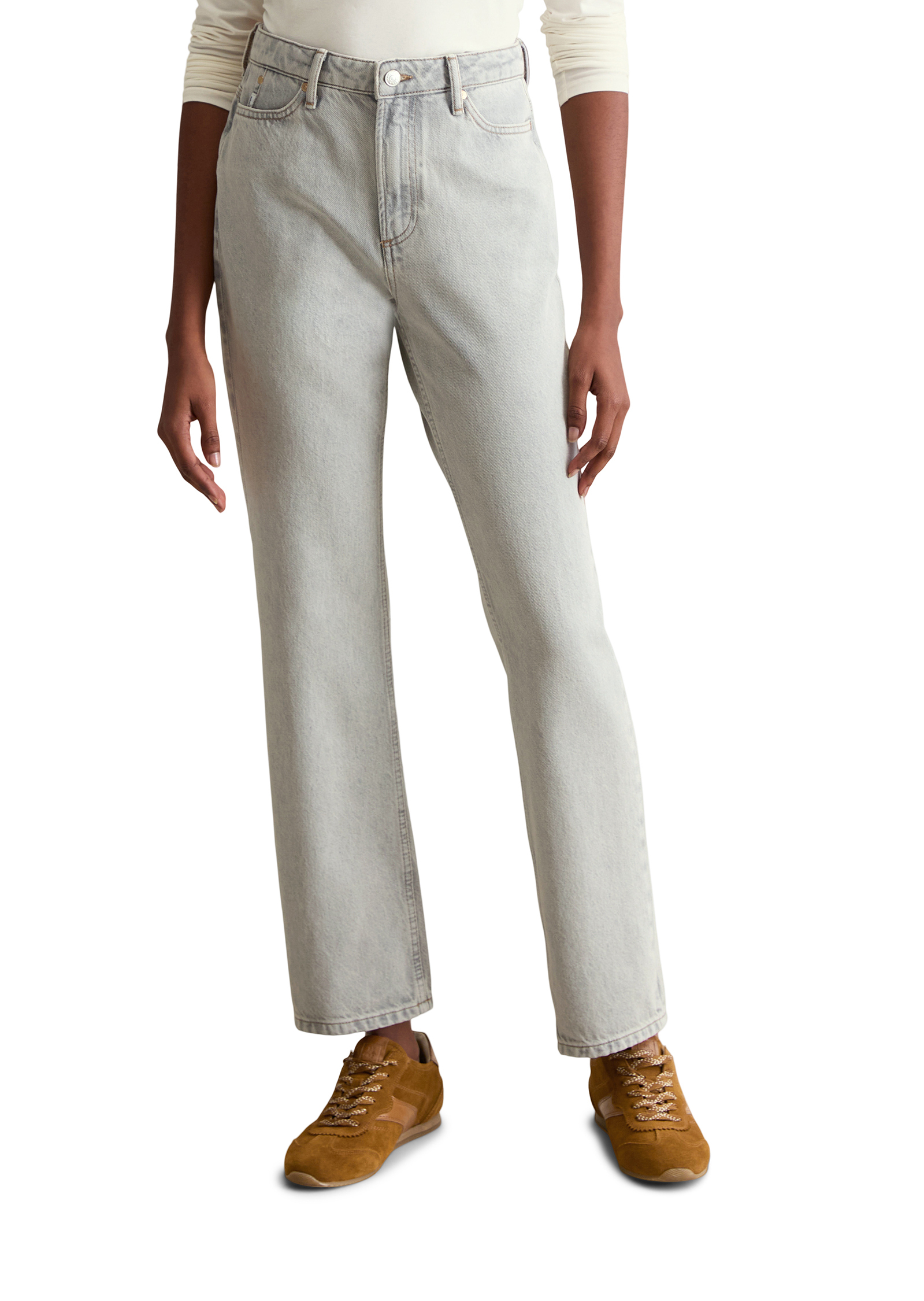 Jeans modèle Onna straight en denim gris rigide, MARC O’POLO DENIM