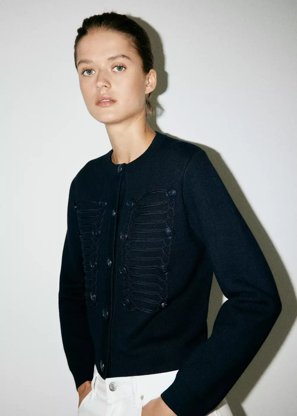 Veste en maille détail brandebourgs, MANGO