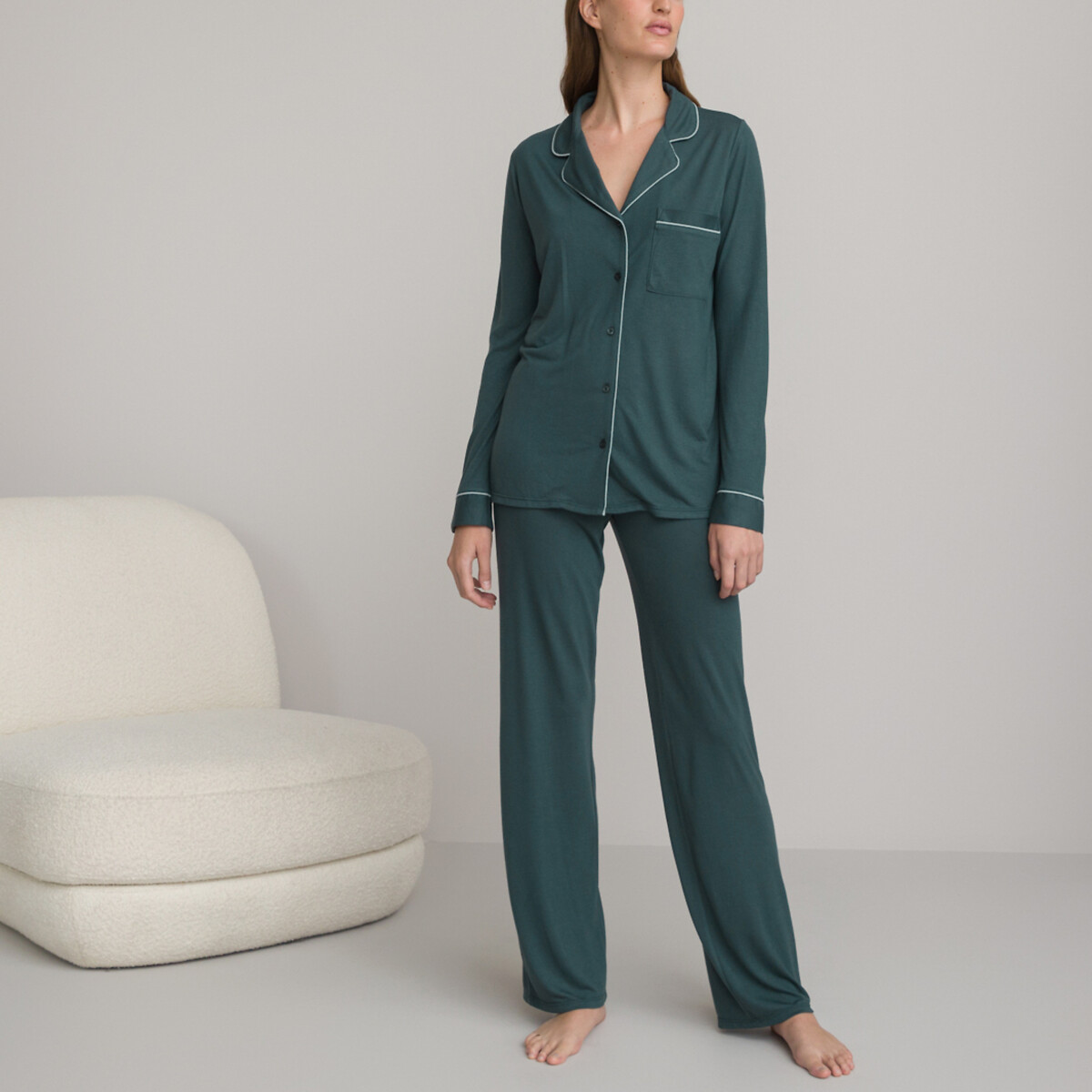 Pyjama met lange mouwen, in viscose tricot-la redoute collections 1