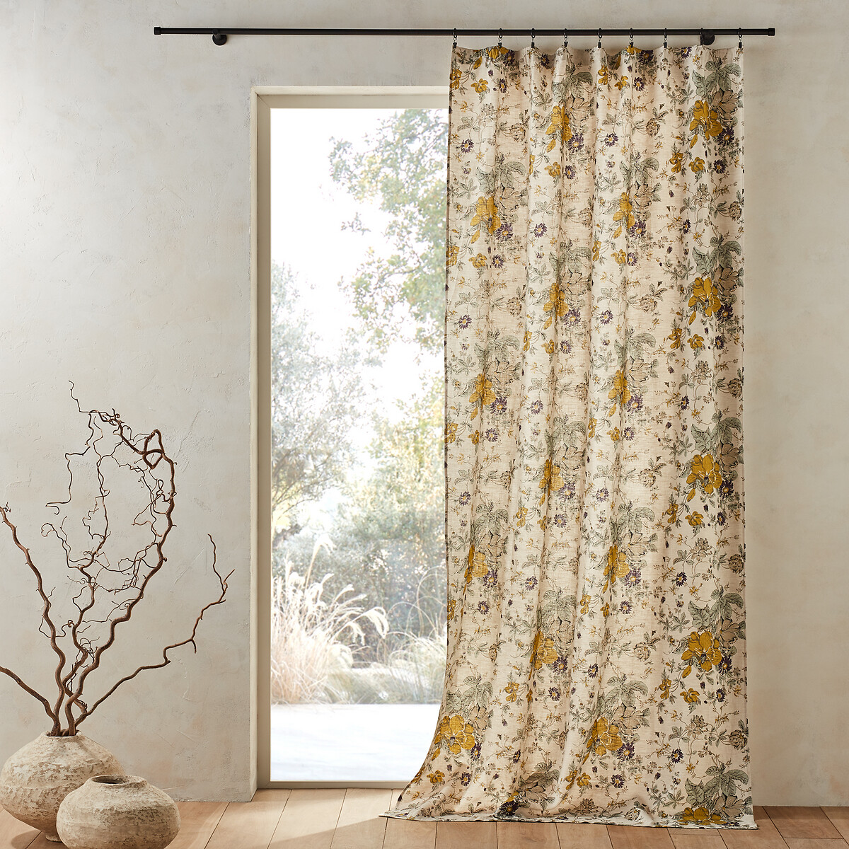 Alizou Single Floral 100% Linen Curtain