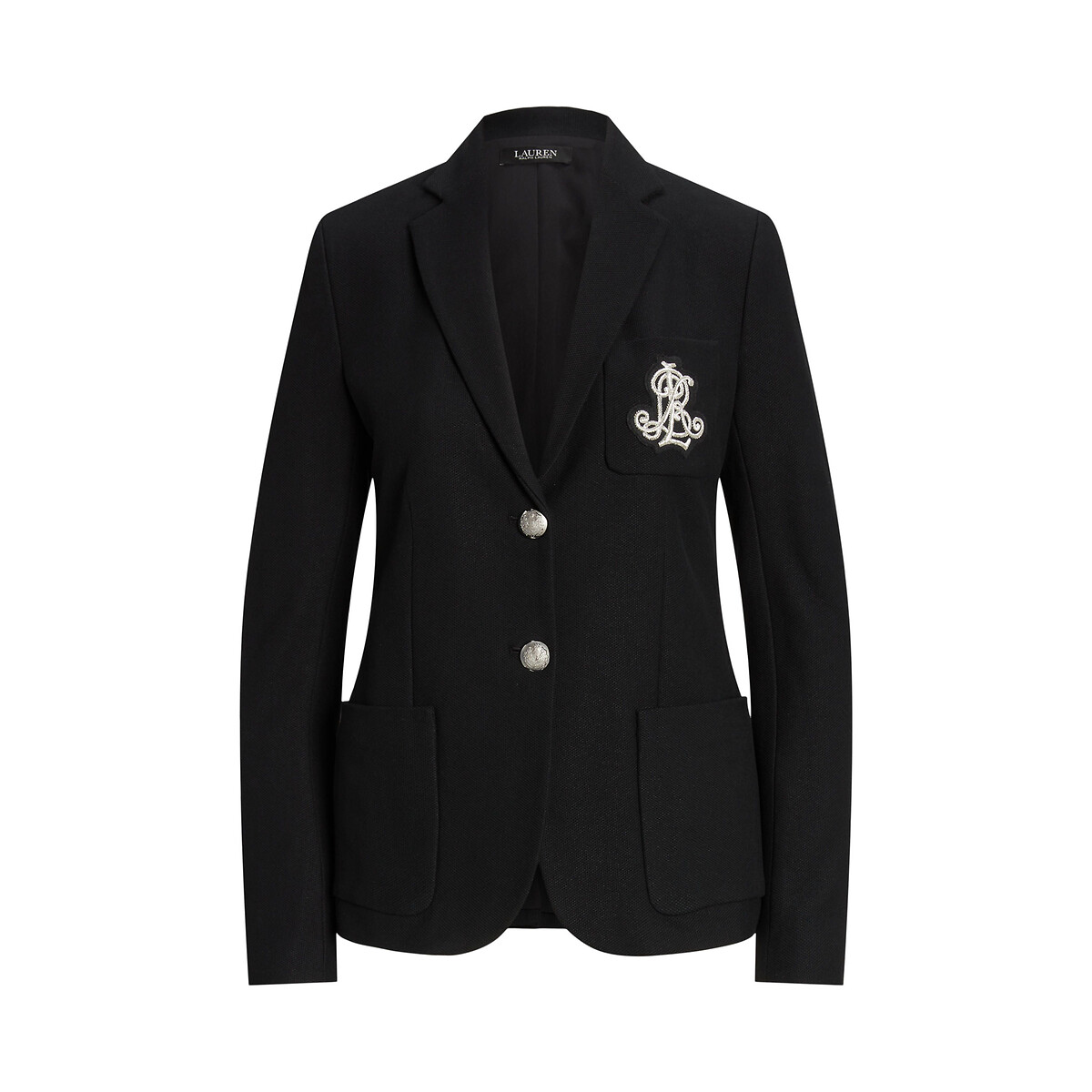 Cotton fitted patch blazer, black, Lauren Ralph Lauren | La Redoute