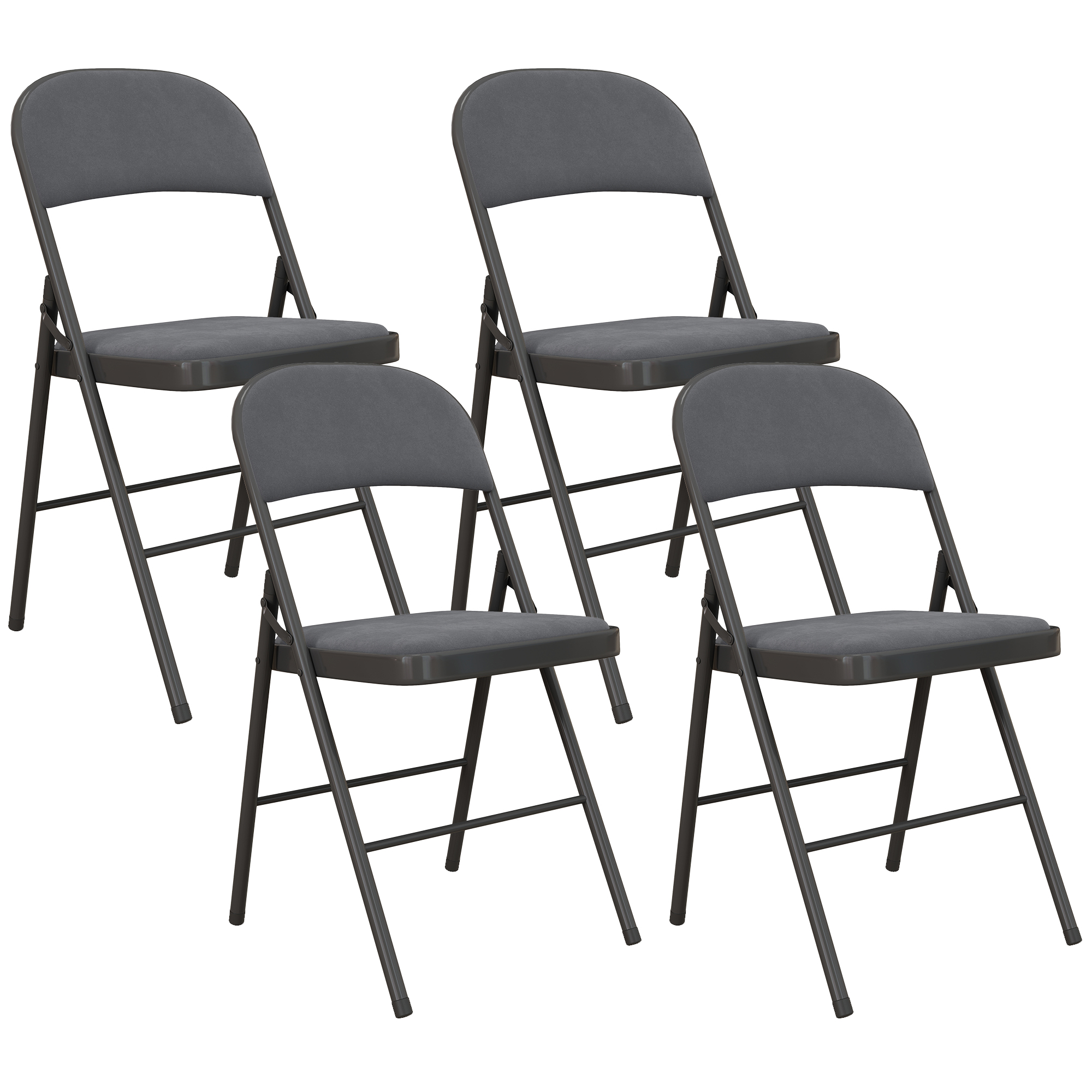 Chaise pliante Velours (100 % polyester) Gris, HOMCOM