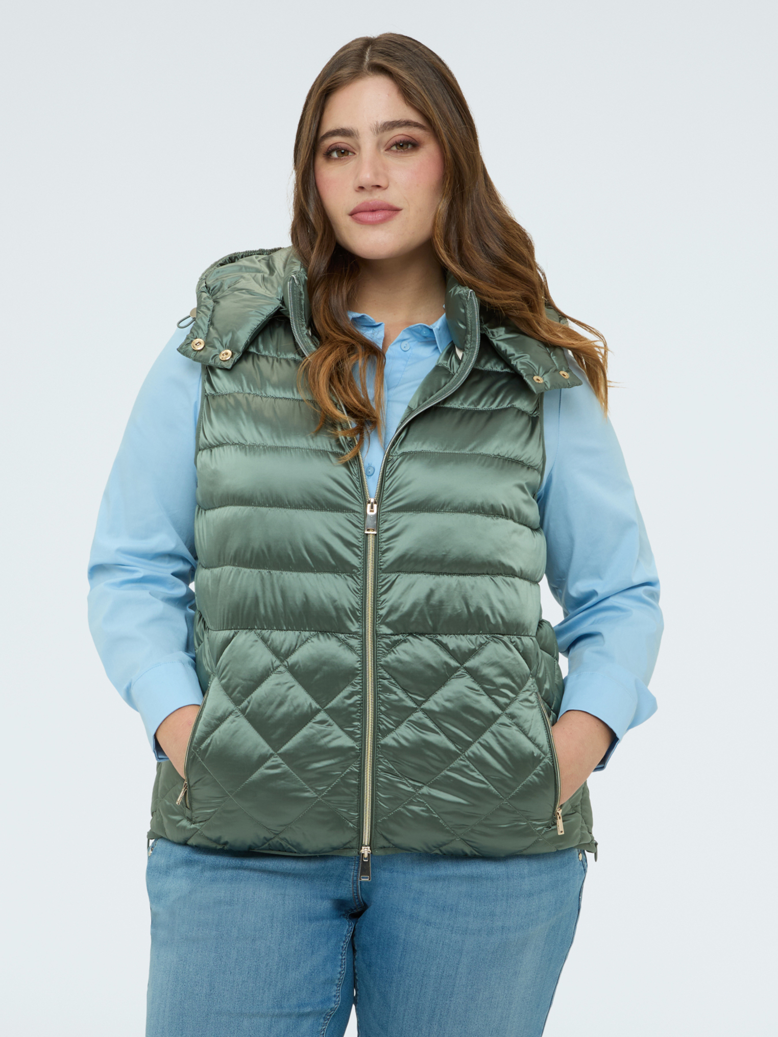 Veste matelassée sans manches à capuche, FIORELLA RUBINO
