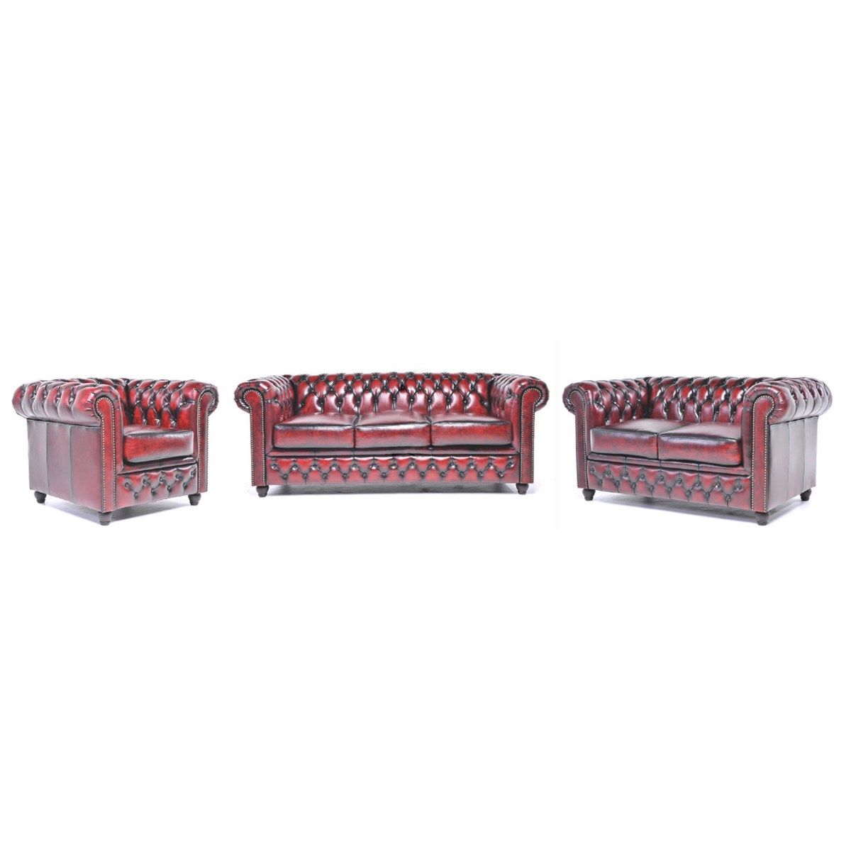 fauteuil et canape 3 2 places en cuir chesterfield orginal antique
