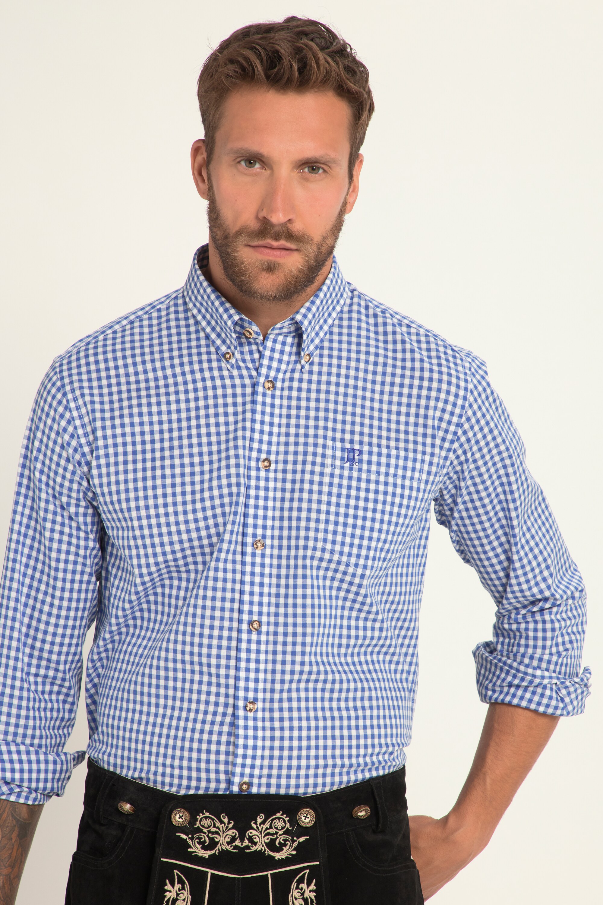 Chemise à Carreaux JP 1880 Coupe Modern Fit - Manches Longues, Col Boutonné - Style Bavarois Jusqu'au 8XL - 5