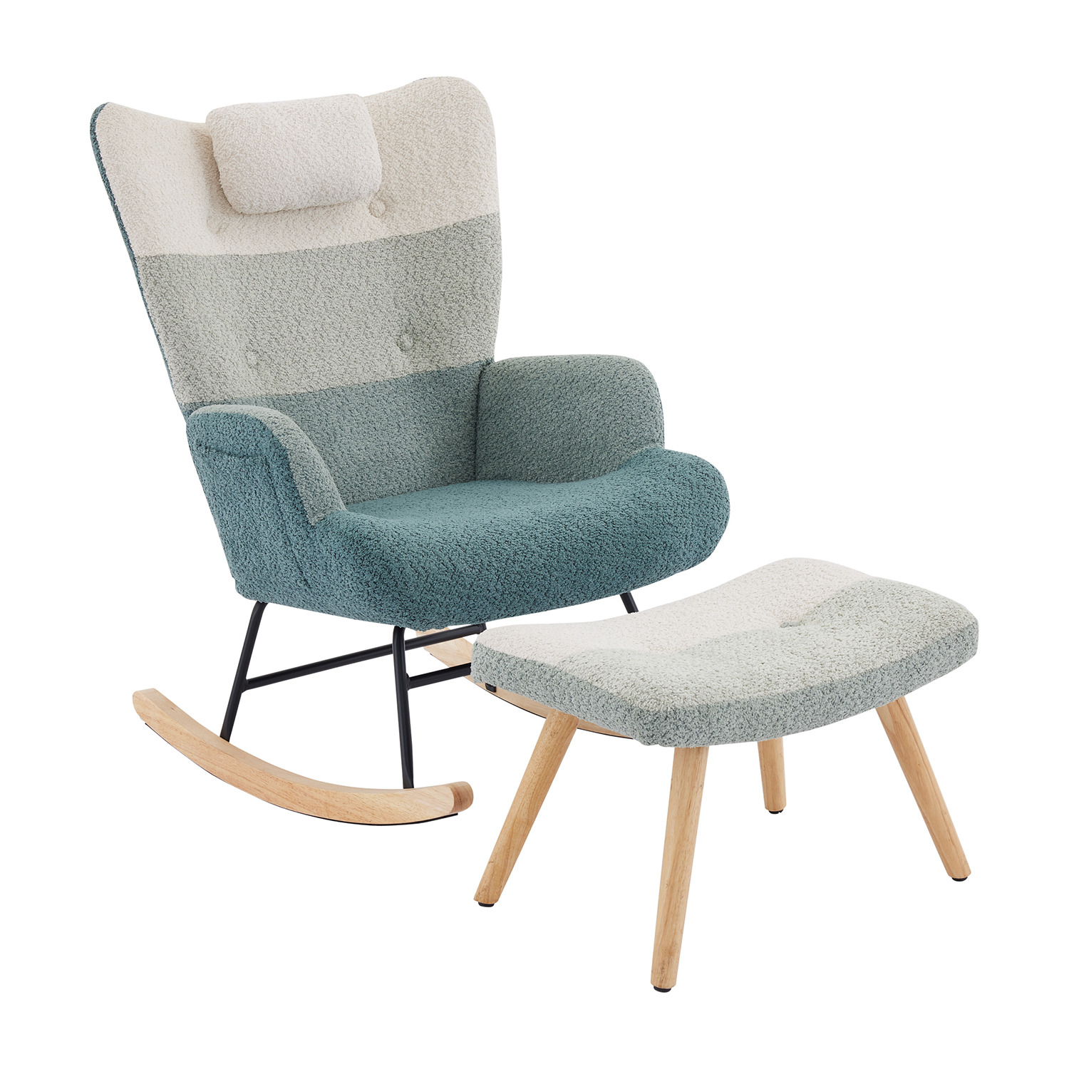 Fauteuil à bascule tissu bouclette style scandinave, NEWFUNKELA, MEUBLES COSY