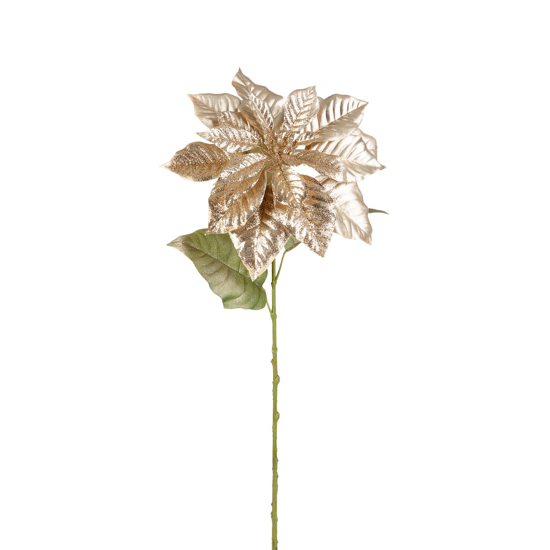 Tige de poinsettia pailletée artificielle H80, SIA DECO