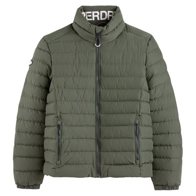 Short Padded Jacket with High Neck in Cotton Mix, Mid-Season SUPERDRY