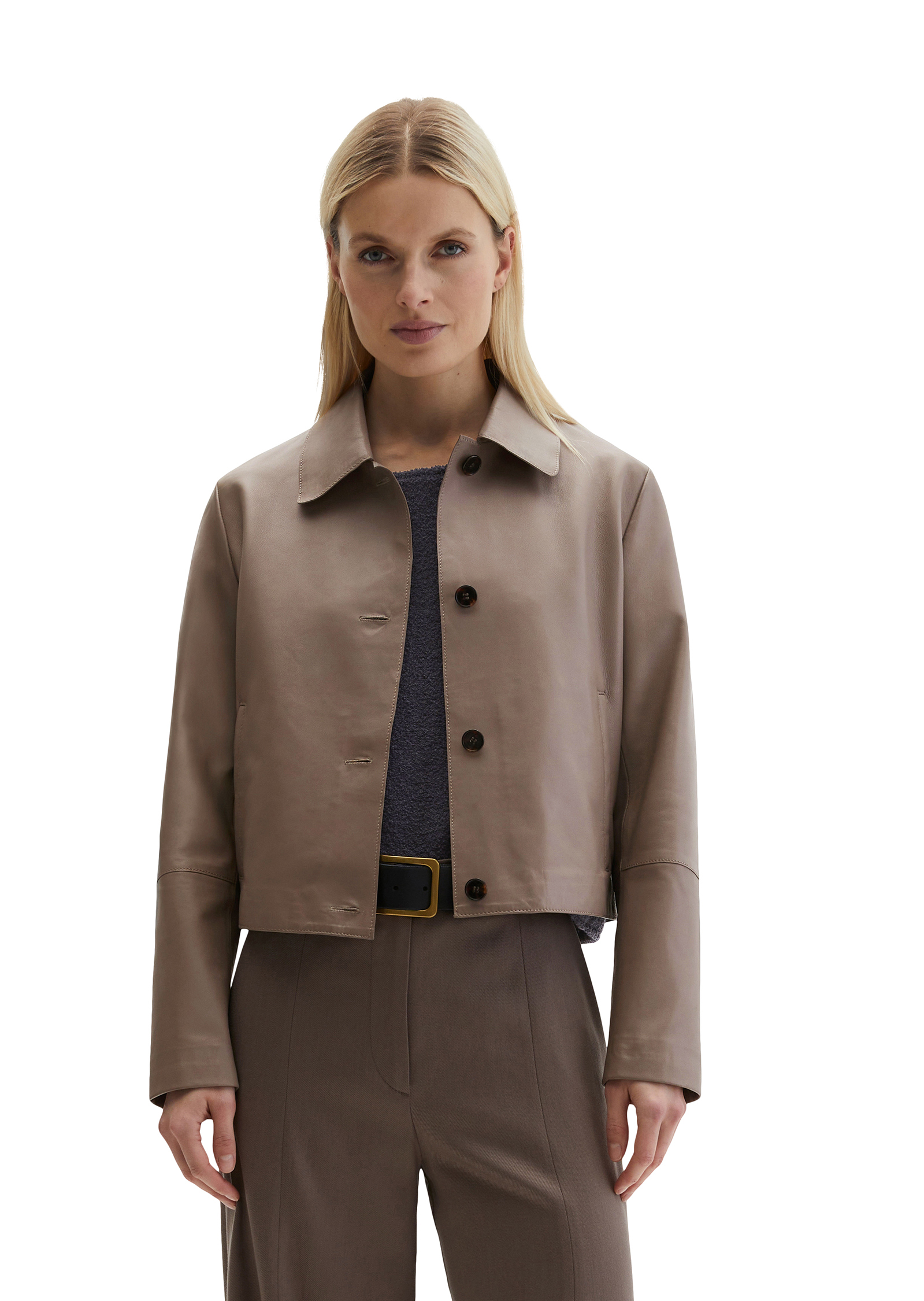 Veste en cuir fitted en cuir nappa d'agneau souple, MARC O'POLO