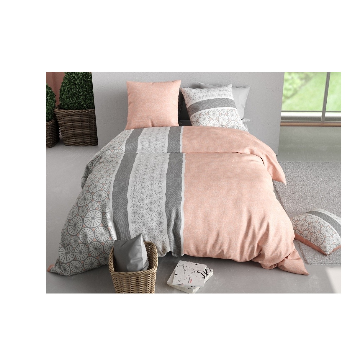 Housse couette + taie Manda cora, EDEN