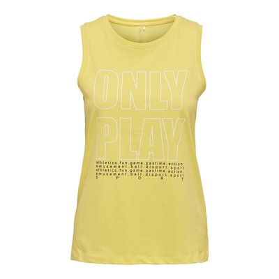 Marie Cotton Vest Top with Logo Print and Crew Neck ONLY PLAY