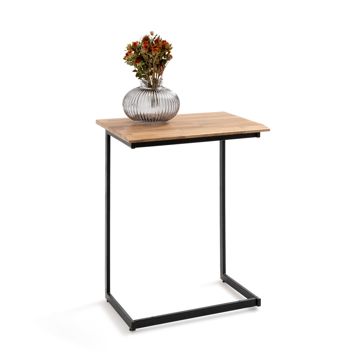 Product photograph of Hiba Side Table In Solid Oak Steel from La Redoute UK.