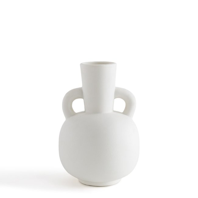 Vase décoratif en céramique H16 cm, Kuza Couleur blanc <span itemprop=