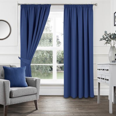Woven Light Filtering Pencil Pleat Curtains in Blue SO'HOME