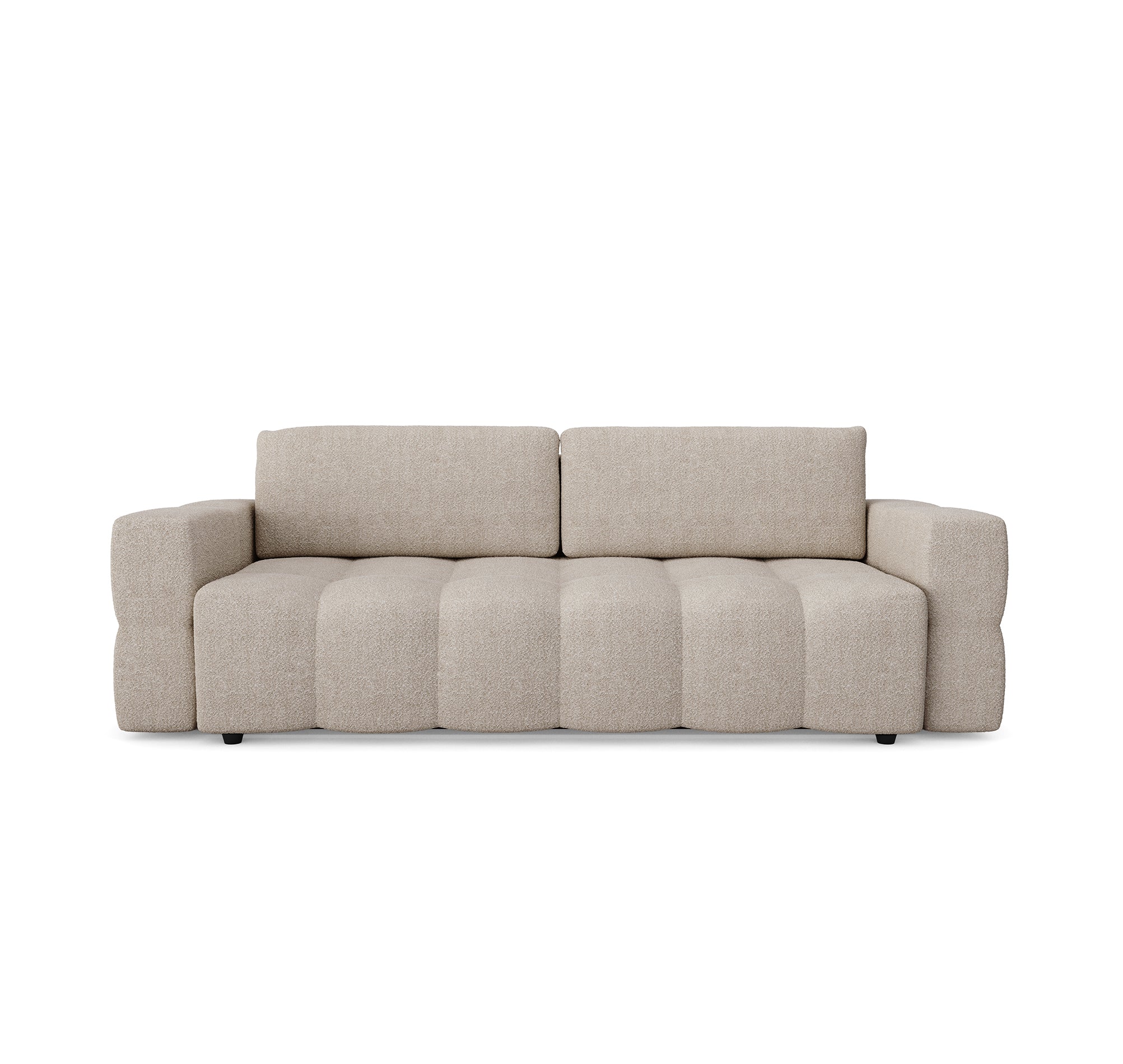 Canapé convertible coffre noyer 4 places en tissu bouclette GABRIEL, SIA HOME