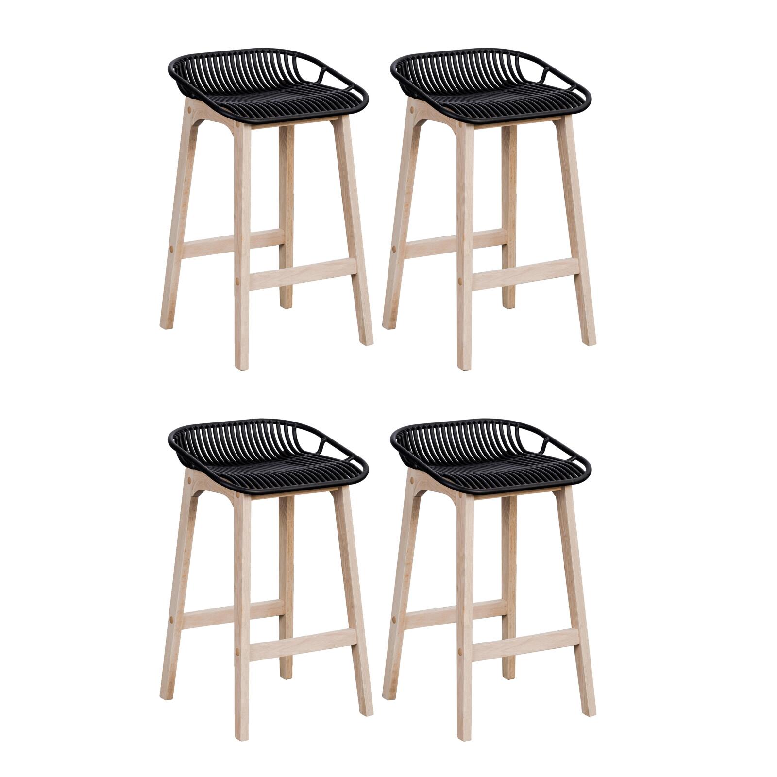 Lot de chaises d'îlot et bar en chêne et assise plastique 65cm MALMO | Lot de 4, MOB IN