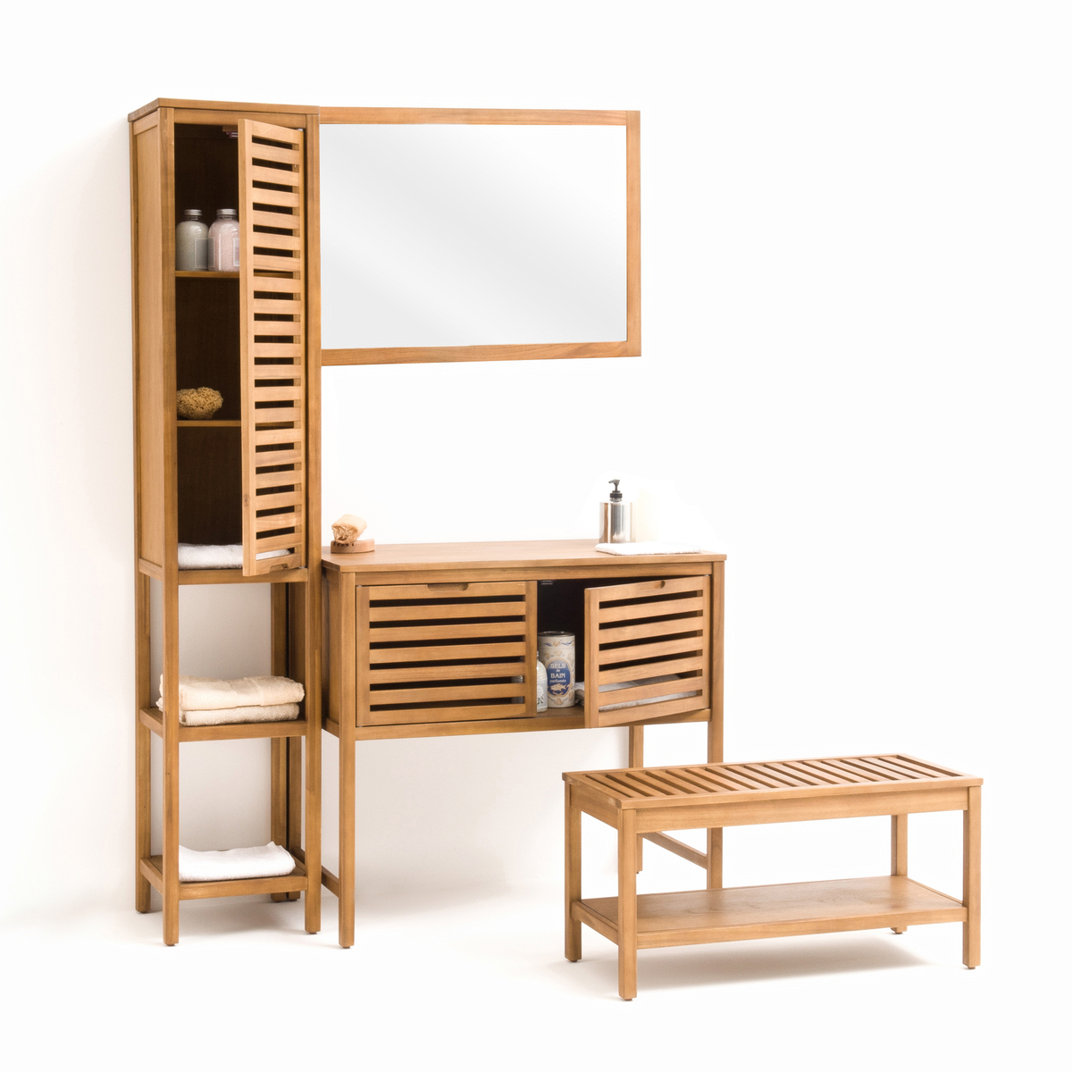 Product photograph of Haumea Oiled Acacia Bathroom Storage Unit from La Redoute UK
