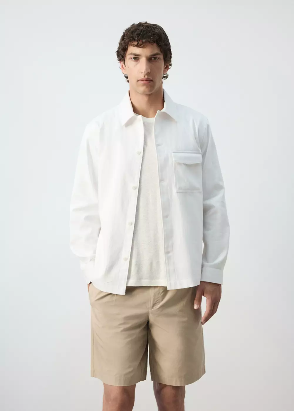 Surchemise regular fit en mélange de coton et lin, MANGO MAN