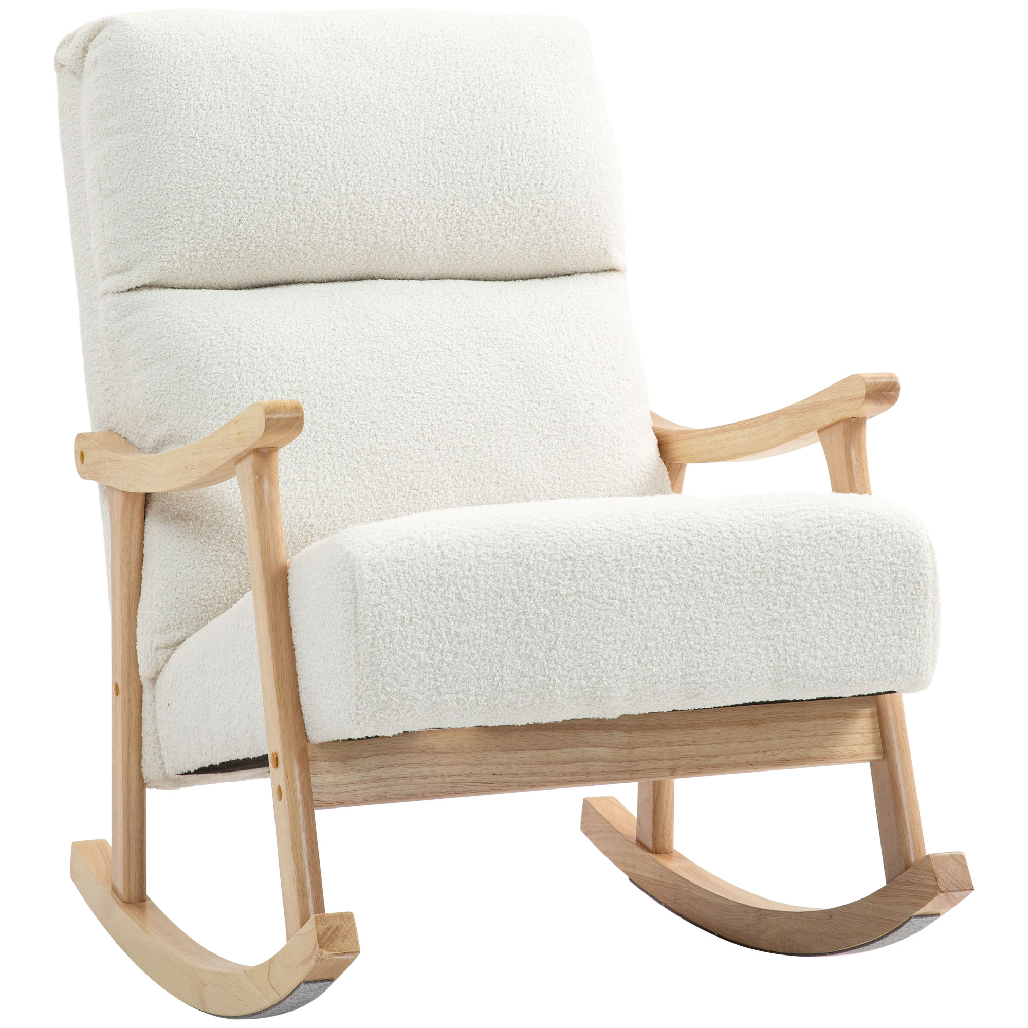 Fauteuil à bascule Tissu en velours teddy, HOMCOM