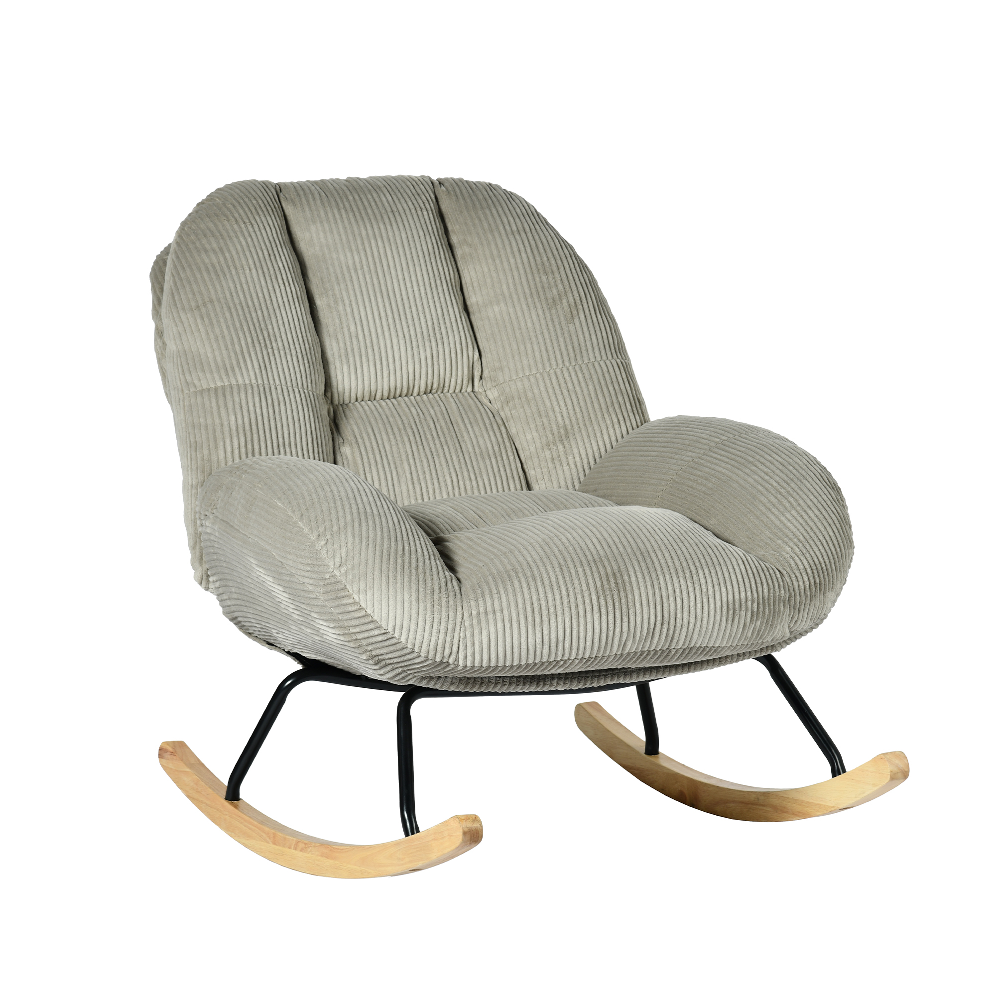 Fauteuil à bascule rocking chair en velours côtelé style scandinave, LITHOPS, MEUBLES COSY