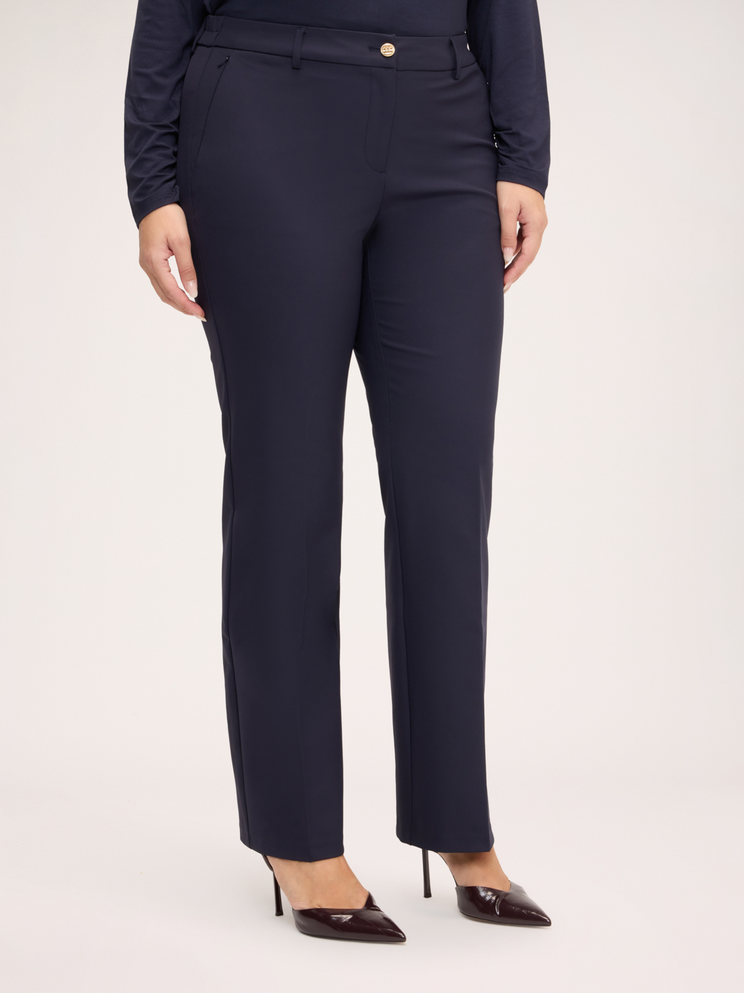 Pantalon regular avec bouton bijou, FIORELLA RUBINO