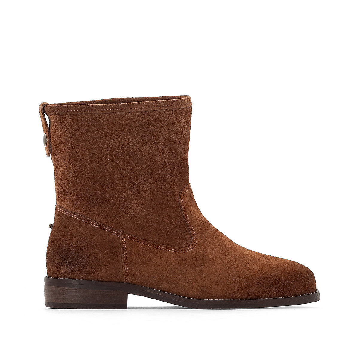 Suede western ankle boots with faux fur lining , camel, La Redoute ...