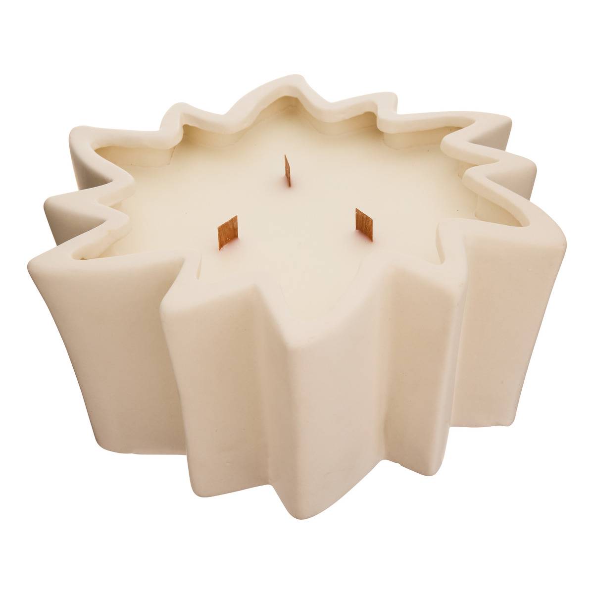 Bougie parfumée 3 mèches bois pot en céramique étoile SIENNA, ATMOSPHERA