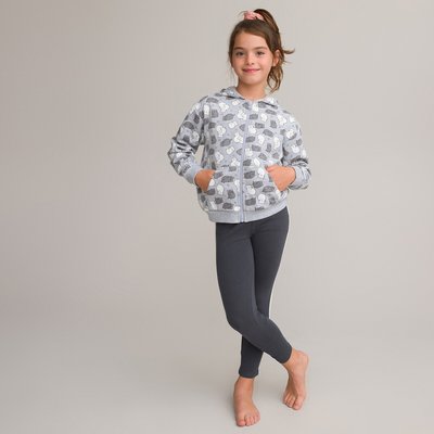 Cat Print Lounge Jacket in Cotton Mix with Hood LA REDOUTE COLLECTIONS