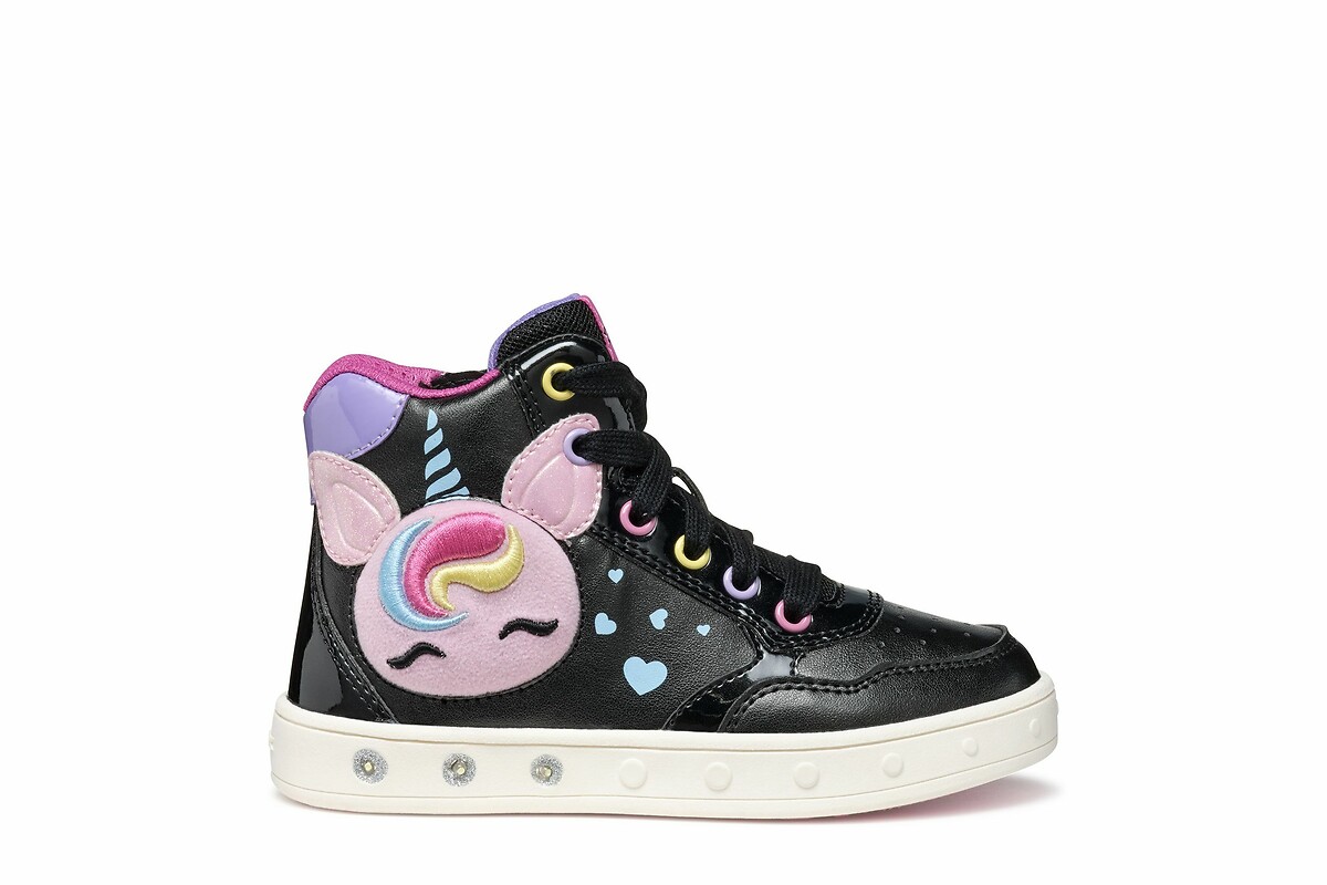 Kids Skylin LED Breathable High Top Trainers, GEOX
