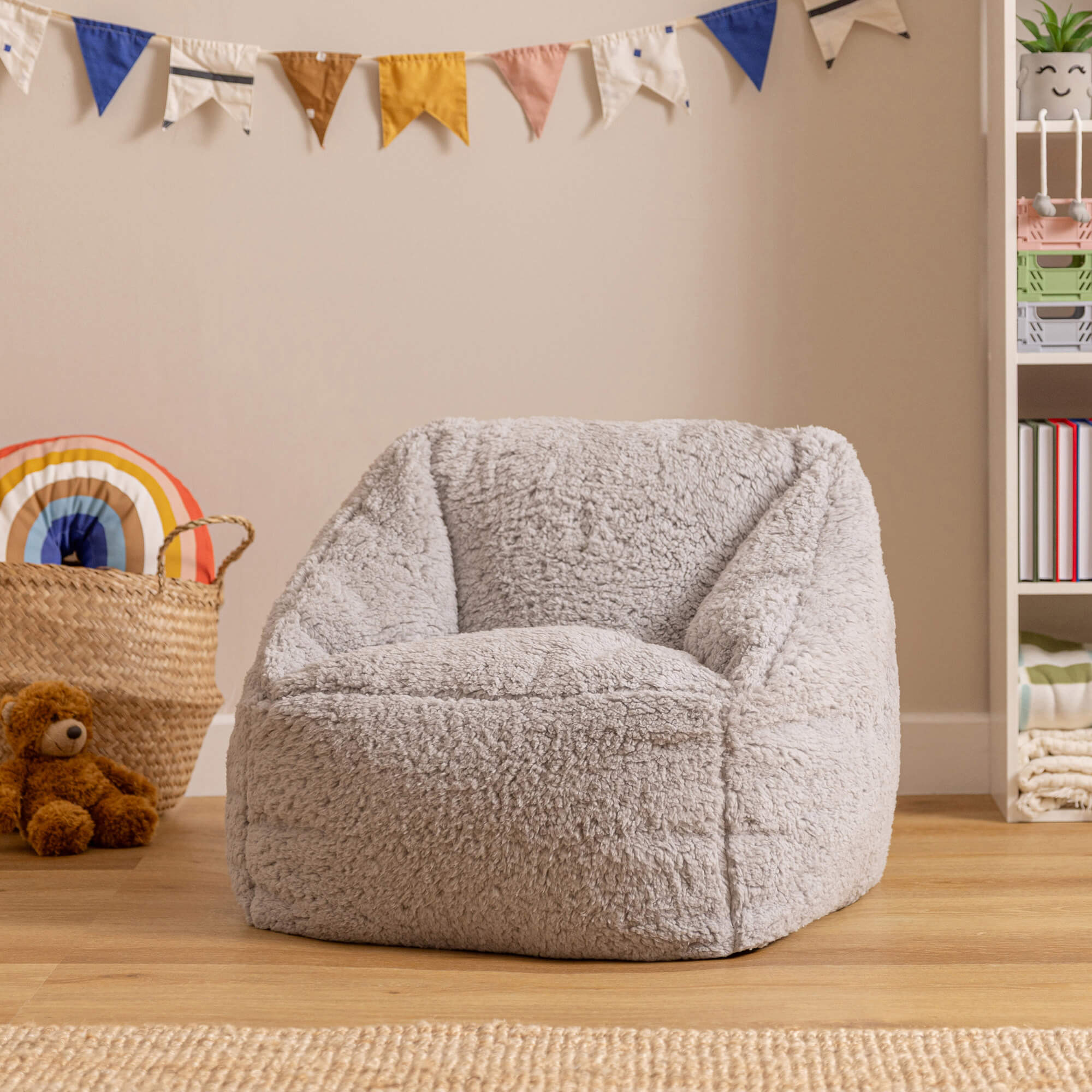 MINICAMP Coussins de Sol Larges pour Enfants - Pouf Ultra-Doux avec garnissage Inclus & Housse Lavable - Adorable Chaise Longue pour Sol, Oreiller de Lecture - 100% Coton - 100 cm de