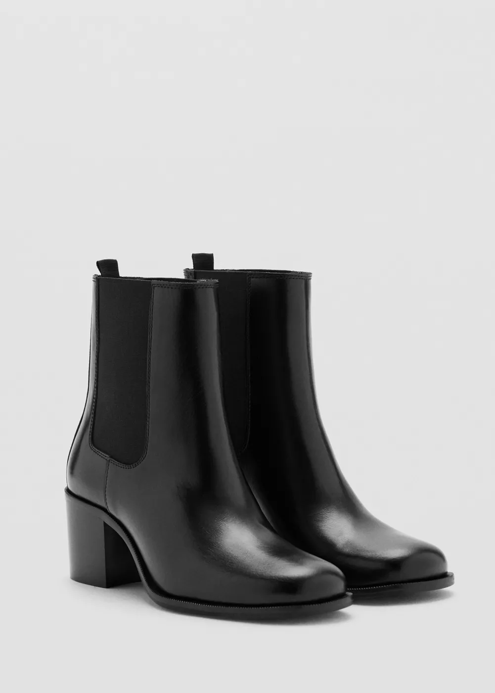 Bottines cuir talon bloc, MANGO
