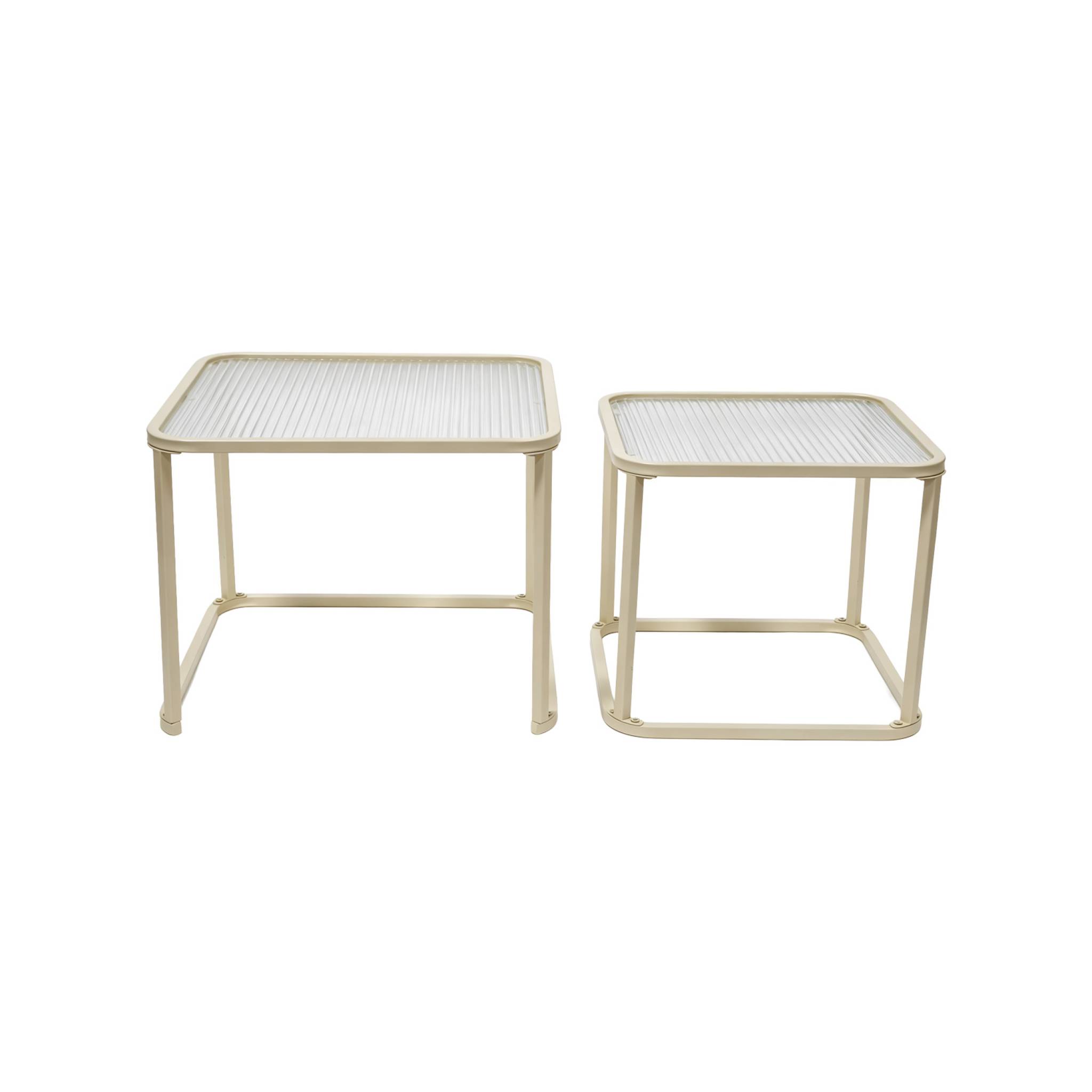 Tables gigognes métal et verre strié TANO, SWEEEK